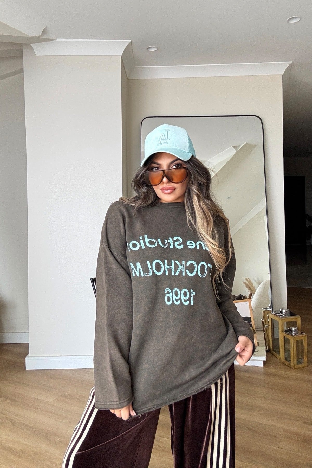 ACN Studio Yıkamalı Sweatshirt Kahve
