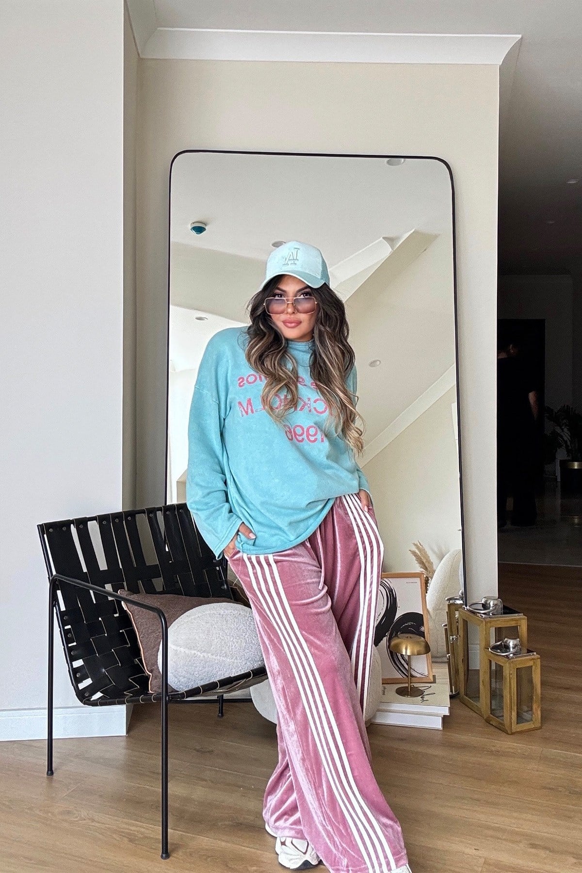 ACN Studio Yıkamalı Sweatshirt Turkuaz
