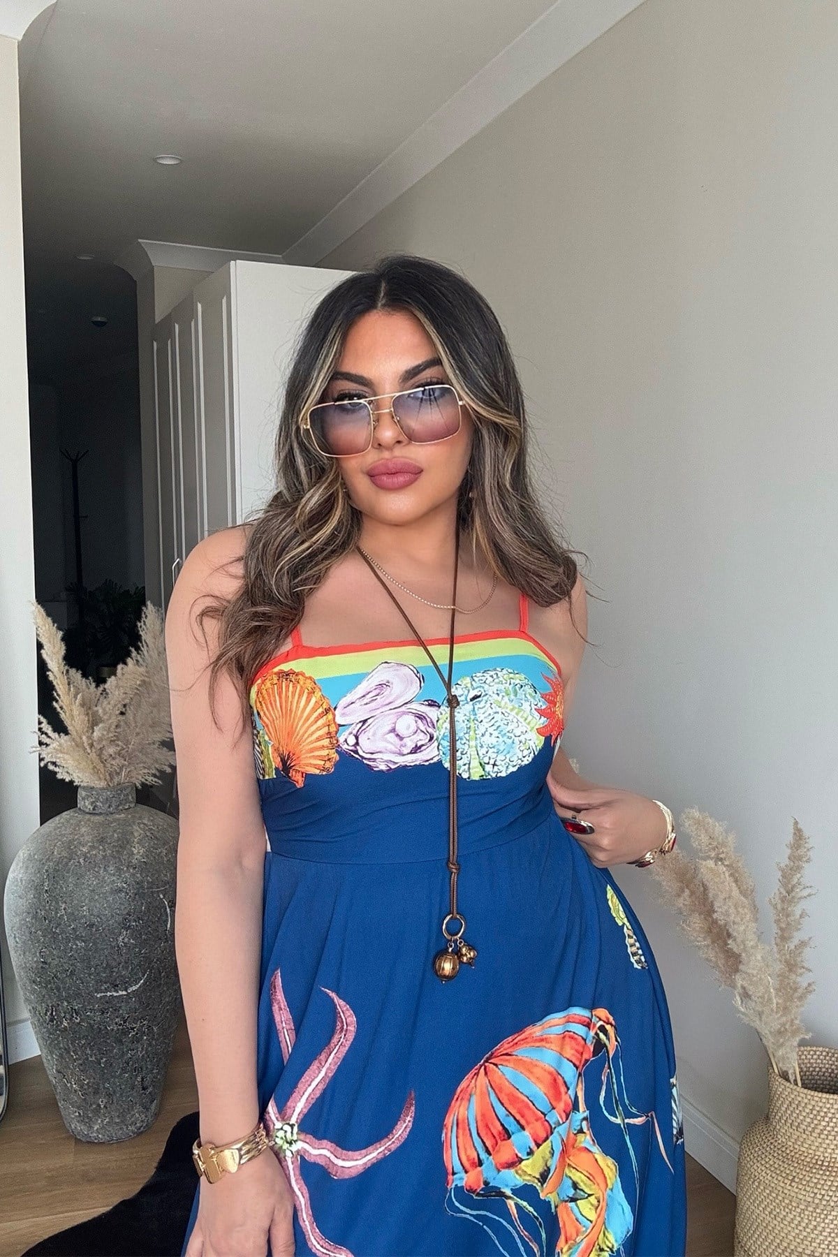 Alms Summer Dress İndigo Mavi
