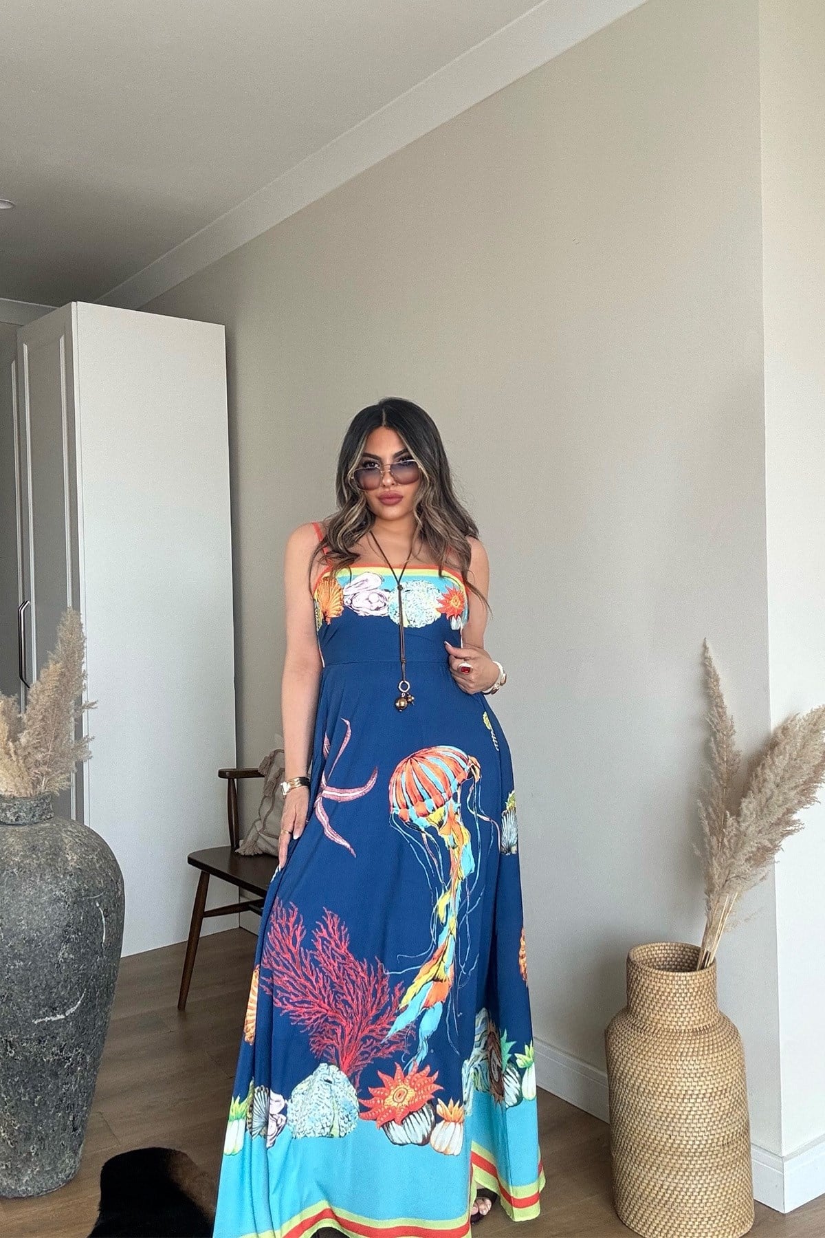Alms Summer Dress İndigo Mavi