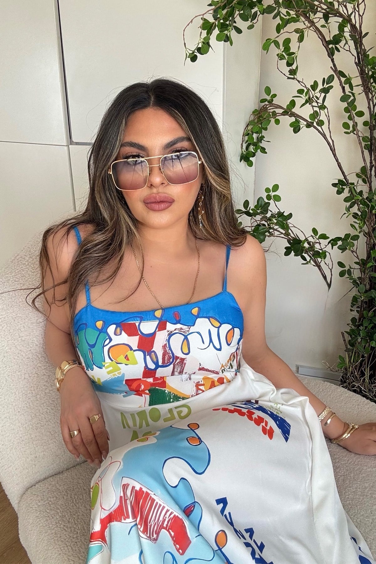 Alms Summer Dress Mavi-Beyaz