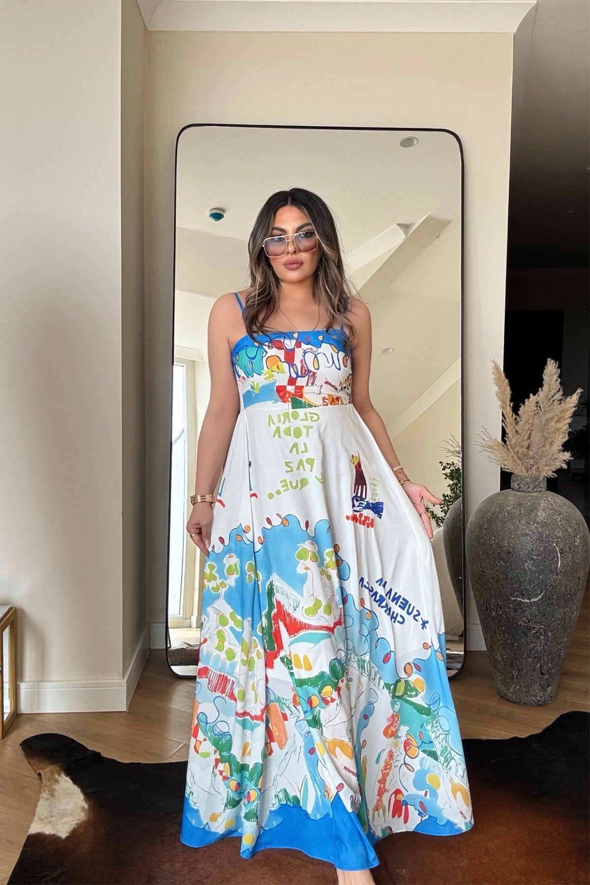 Alms Summer Dress Mavi-Beyaz