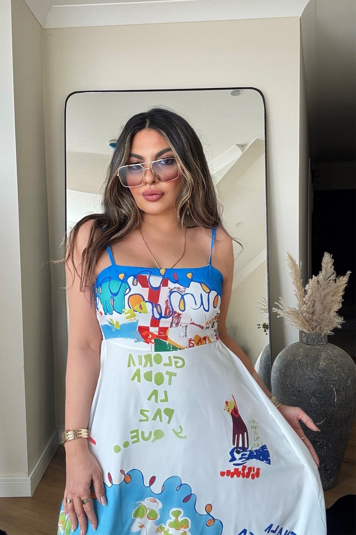 Alms Summer Dress Mavi-Beyaz