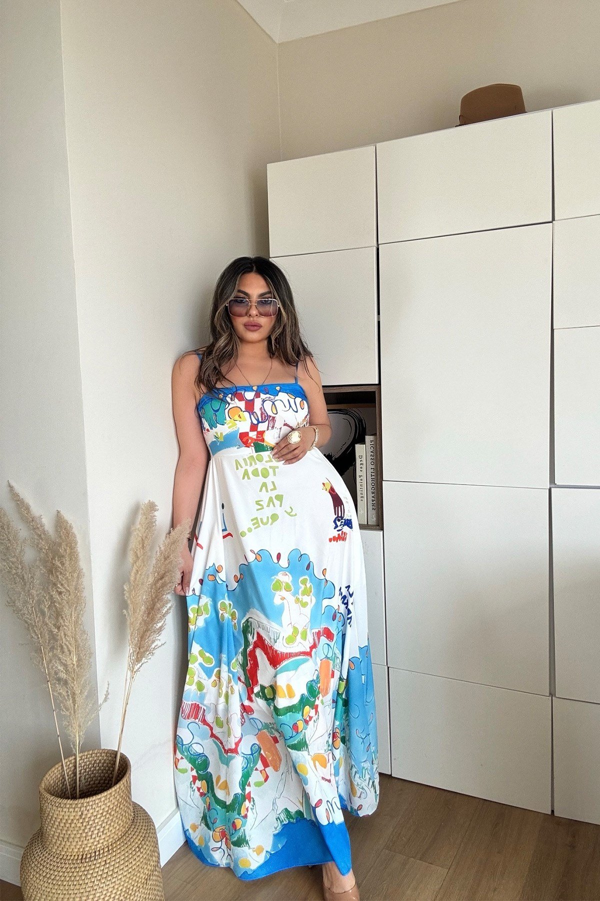 Alms Summer Dress Mavi-Beyaz