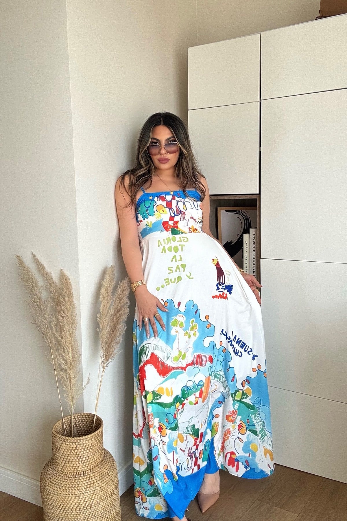 Alms Summer Dress Mavi-Beyaz