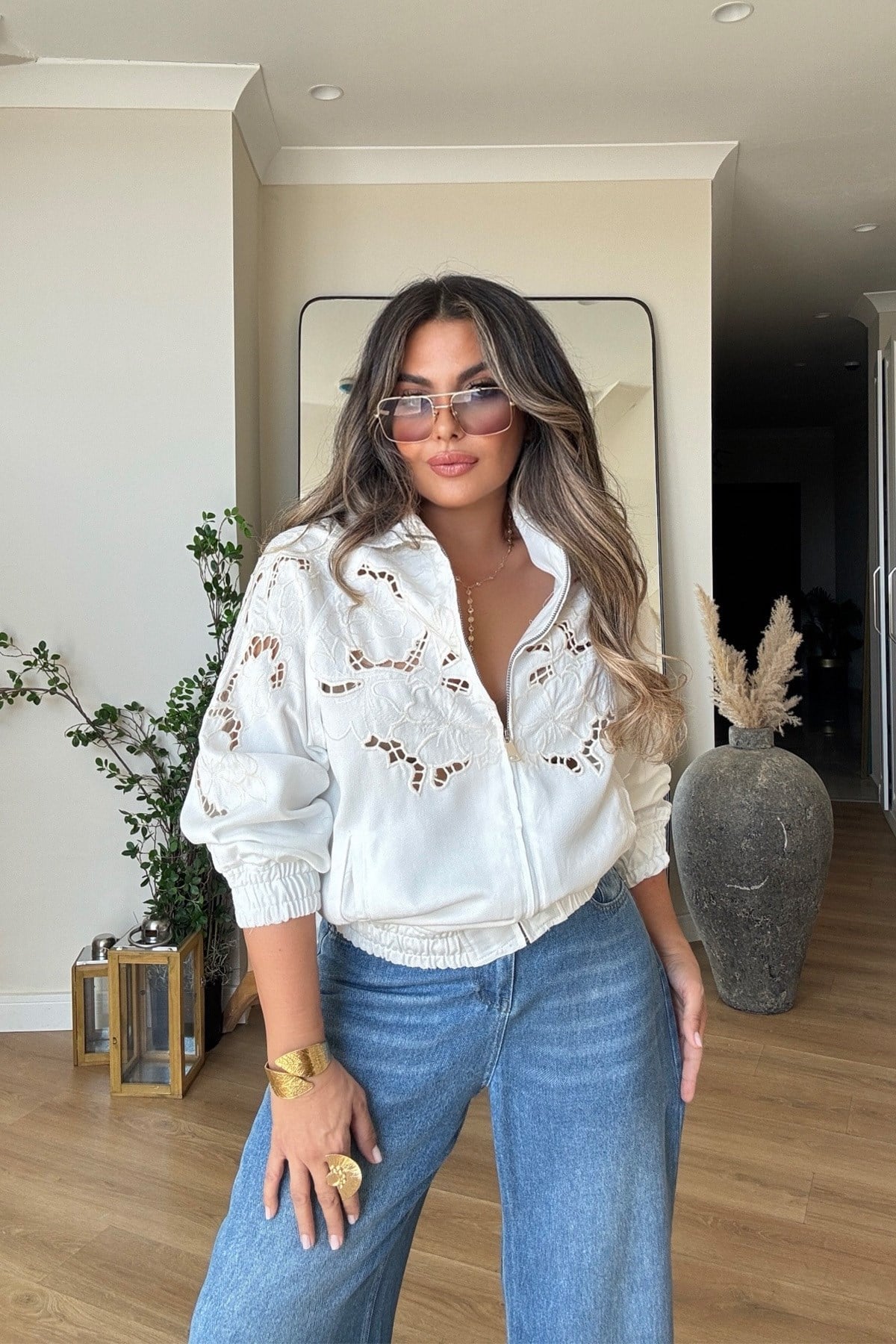 Arka Bel Lastikli Tencel Denim Jean Mavi