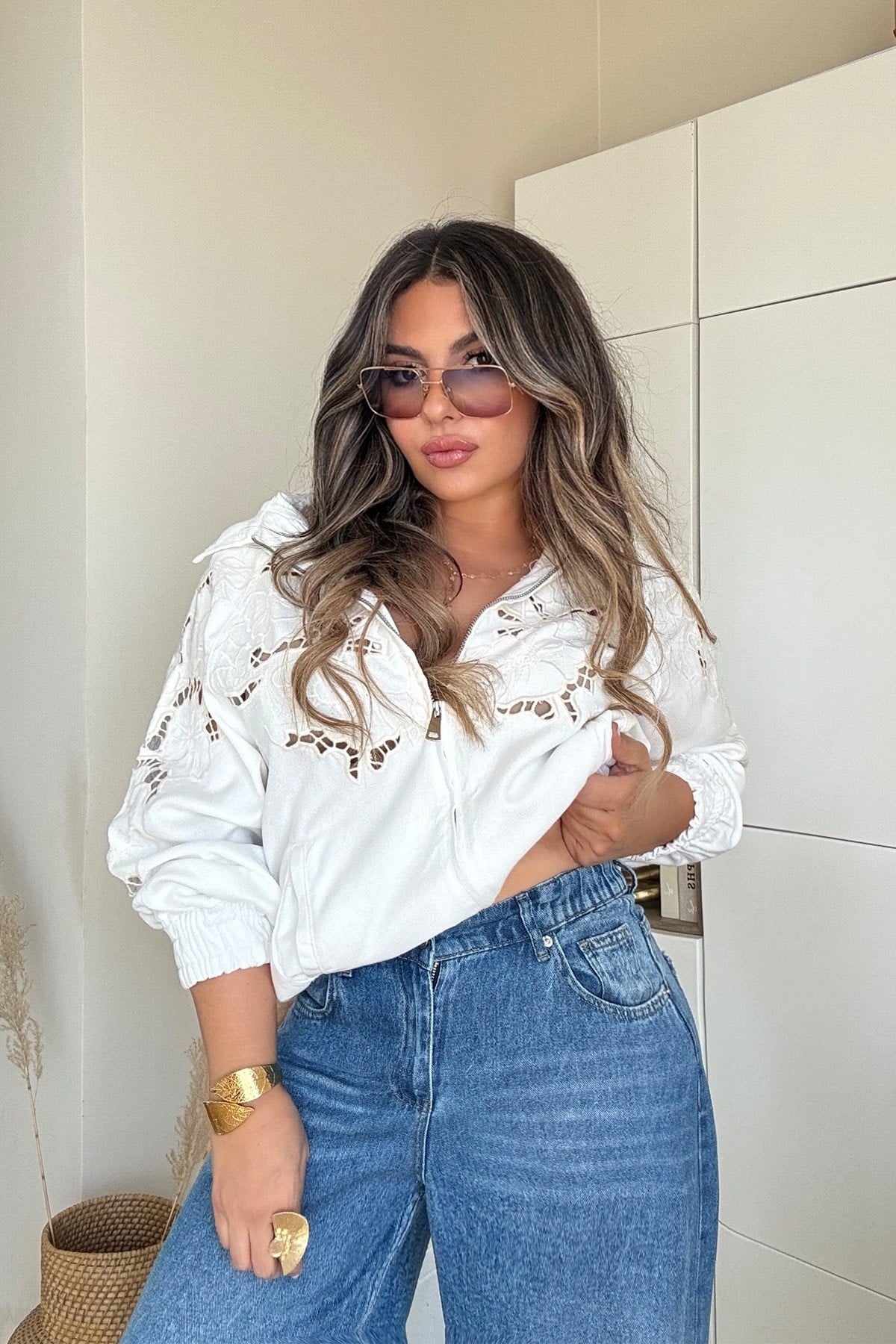 Arka Bel Lastikli Tencel Denim Jean Mavi