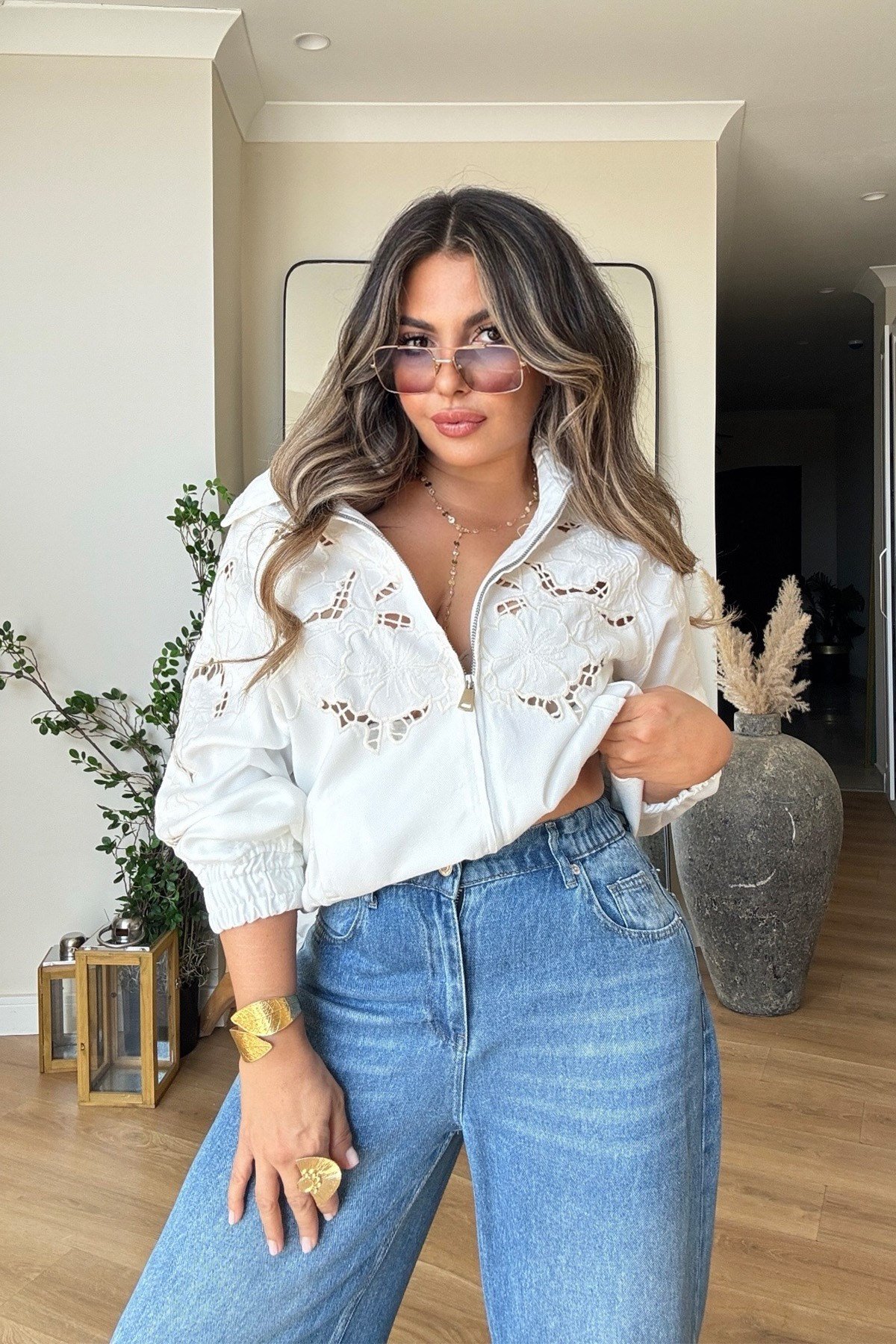 Arka Bel Lastikli Tencel Denim Jean Mavi