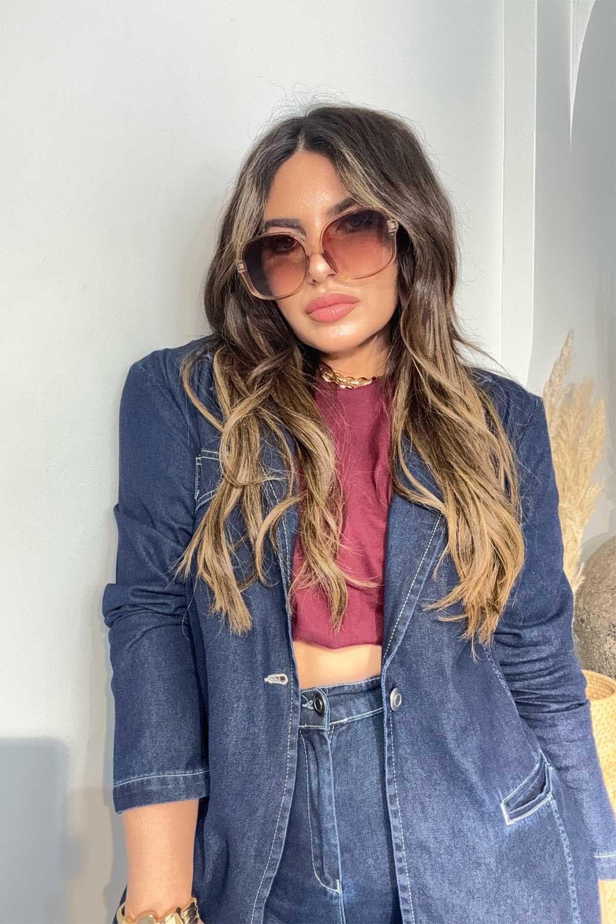 Balon Model Beli Lastikli Crop Bordo