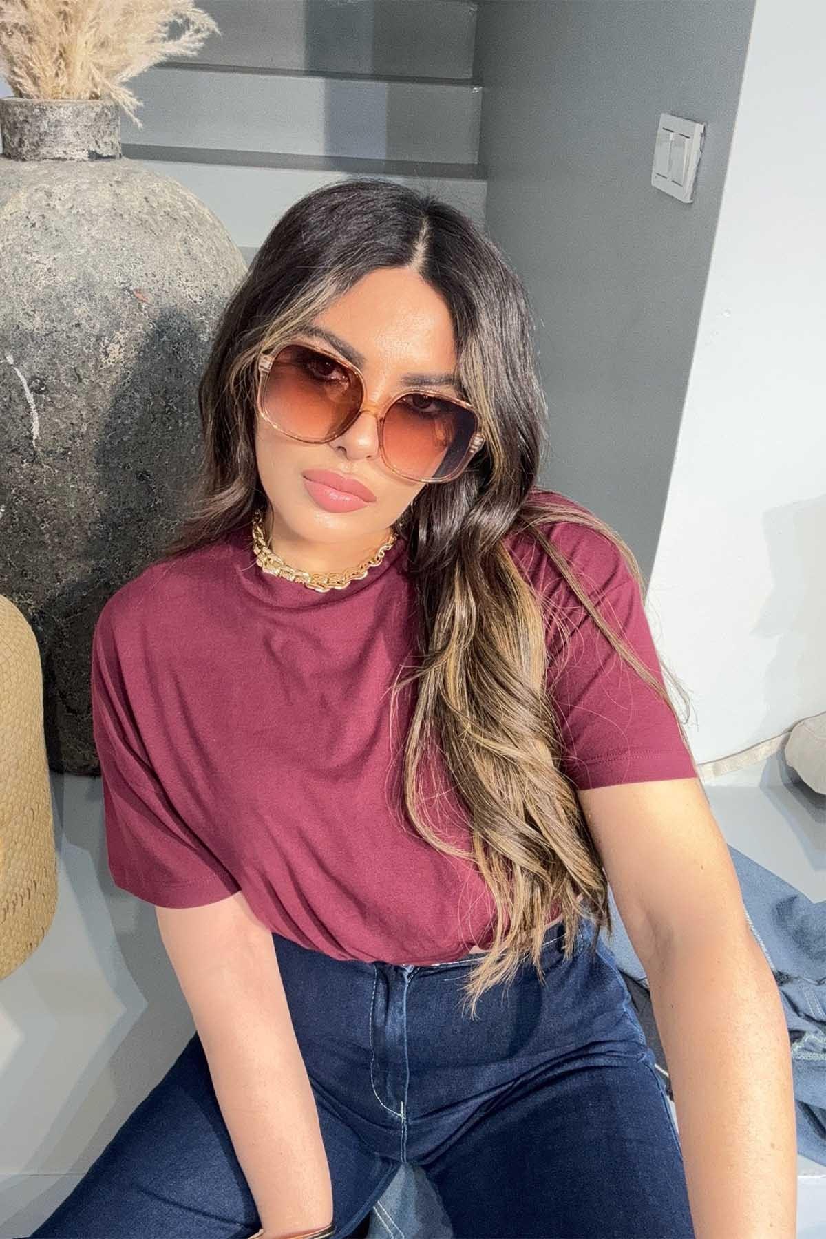 Balon Model Beli Lastikli Crop Bordo