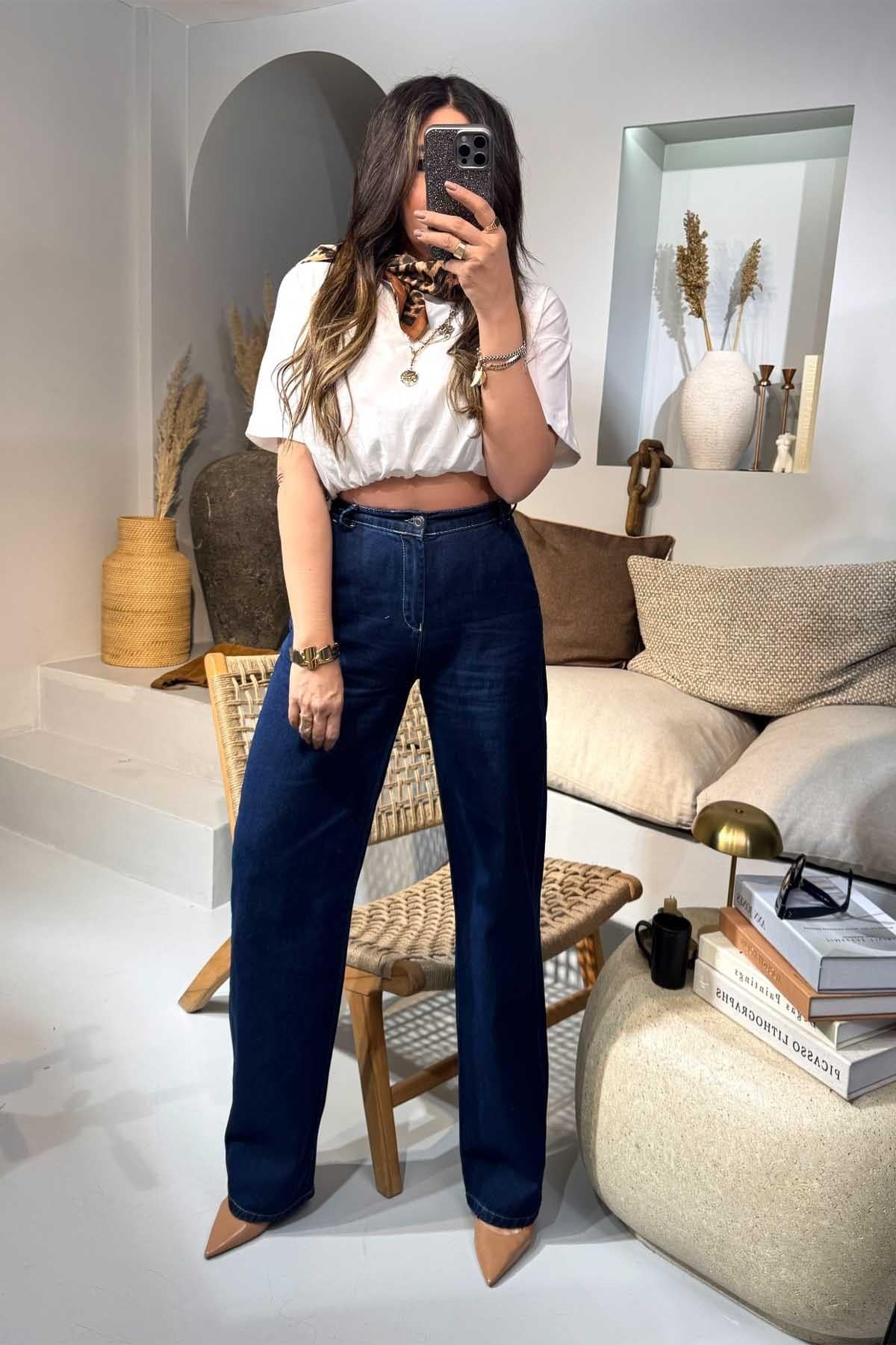 Balon Model Beli Lastikli Crop Ekru