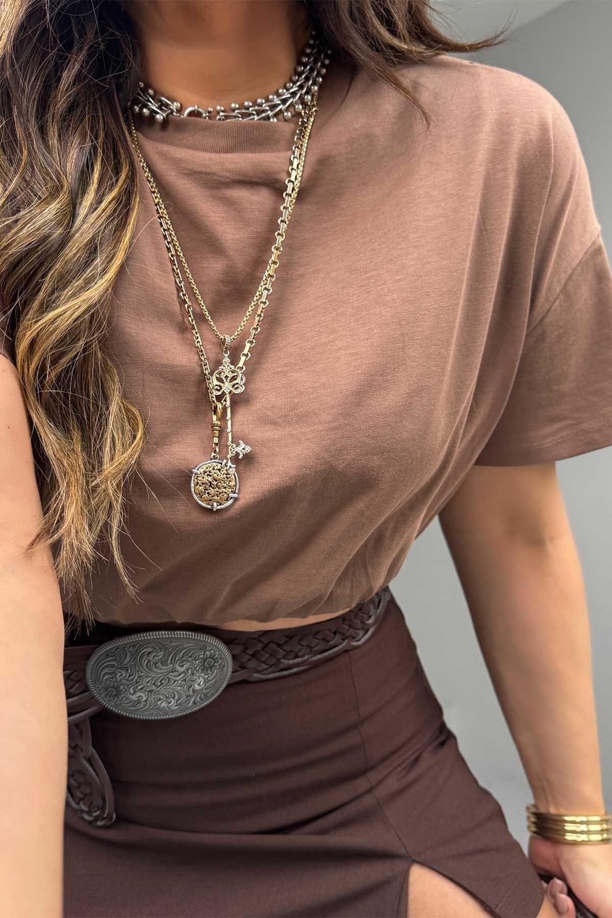 Balon Model Beli Lastikli Crop Sütlü Kahve