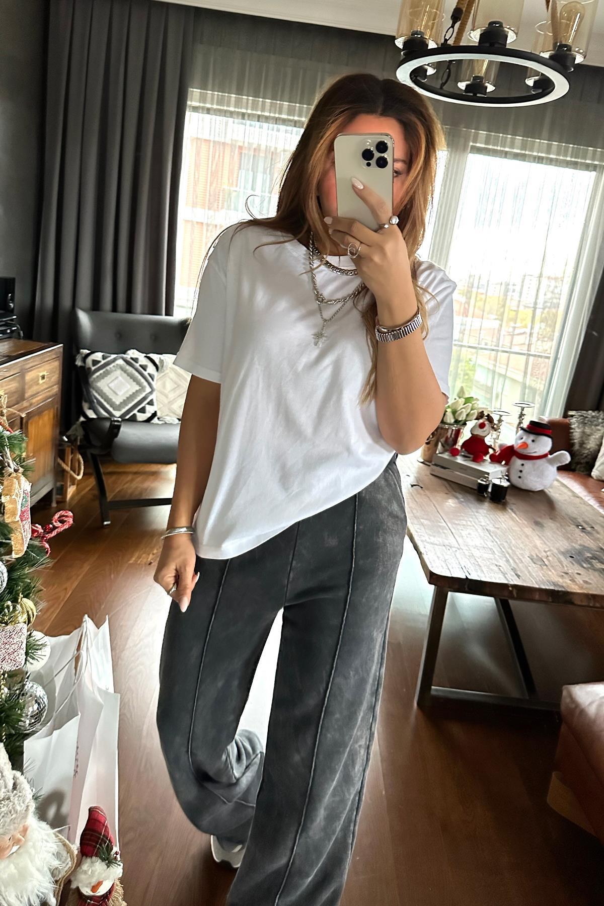Basic Bisiklet Yaka Tshirt Beyaz