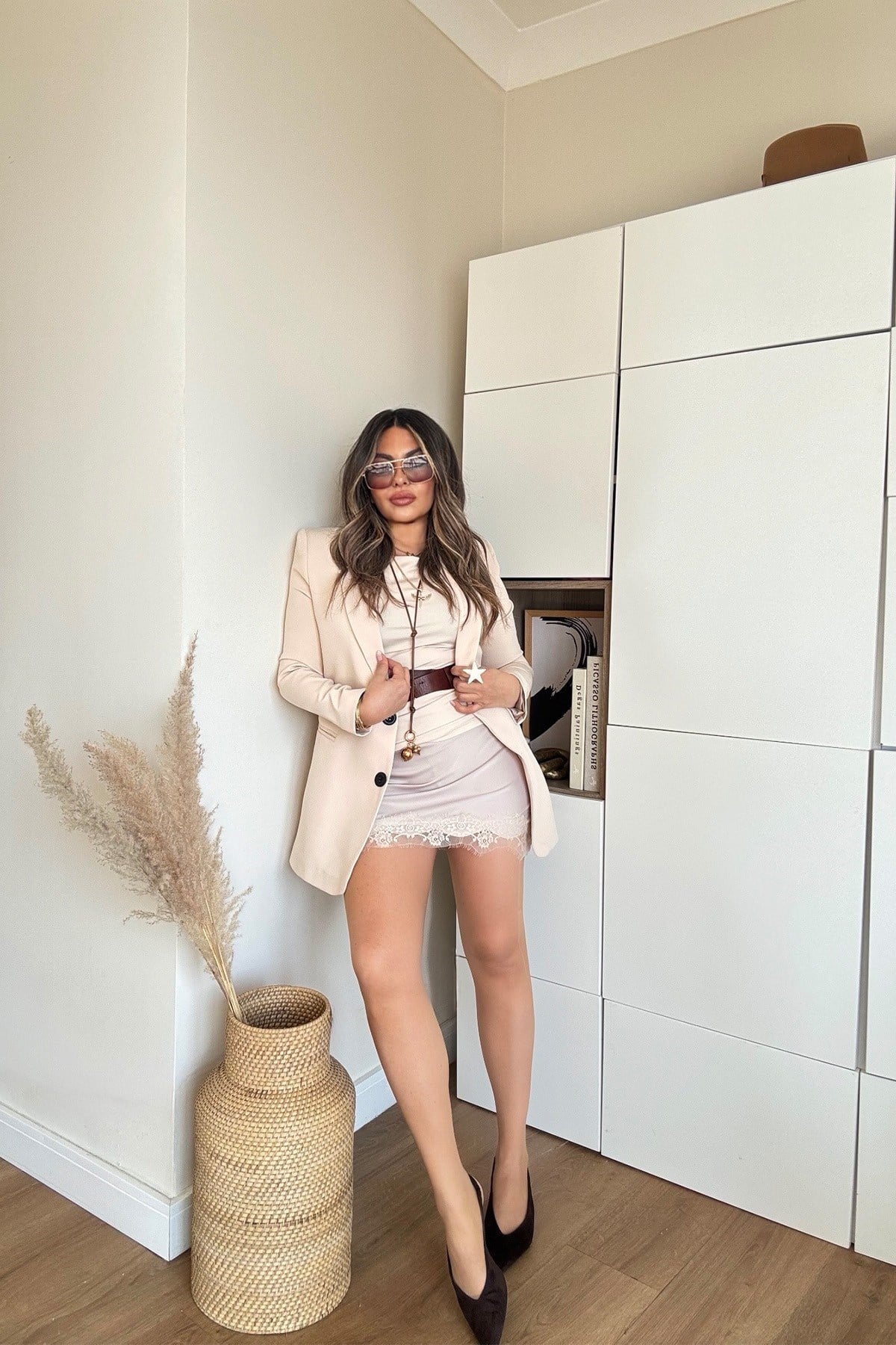 Basic İki Düğme Blazer Ceket Bej