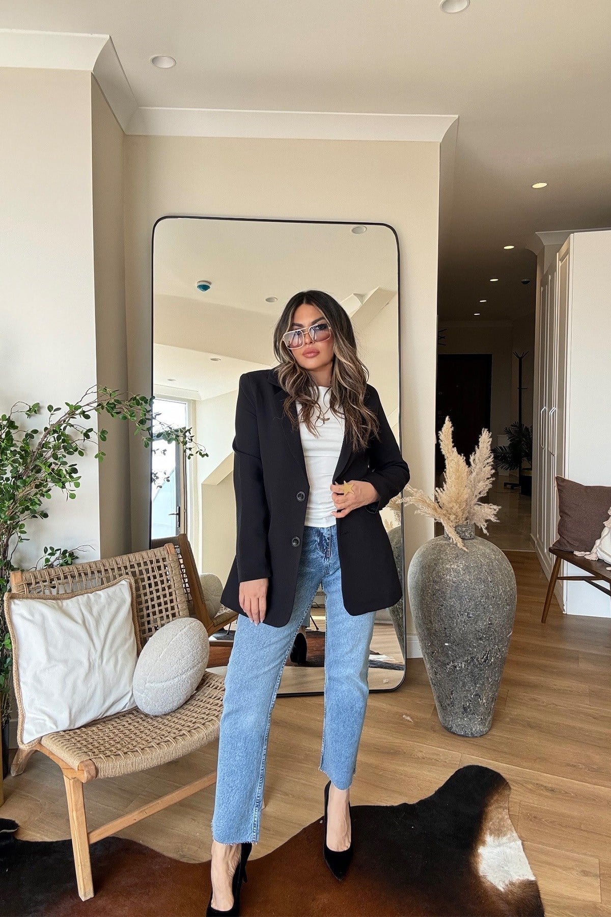 Basic İki Düğme Blazer Ceket Siyah