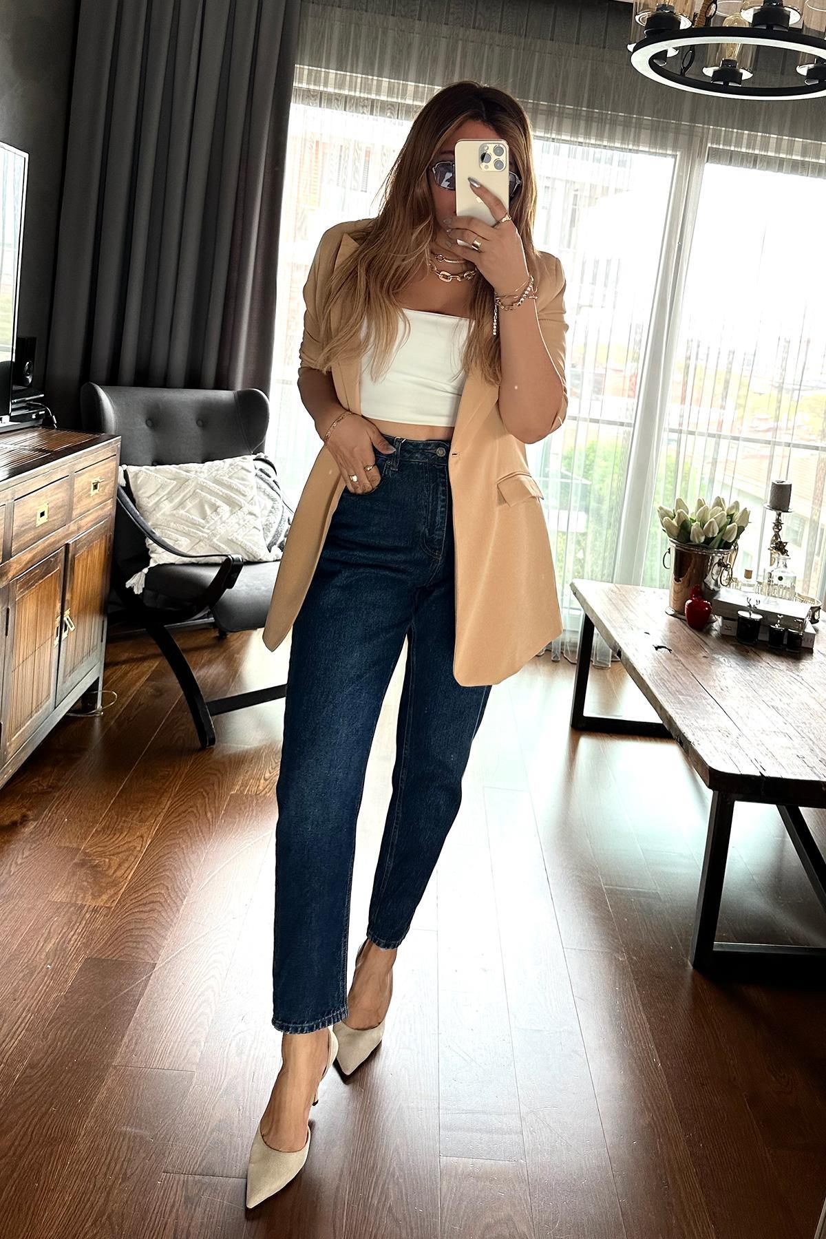 Basic Mom Jean Mavi