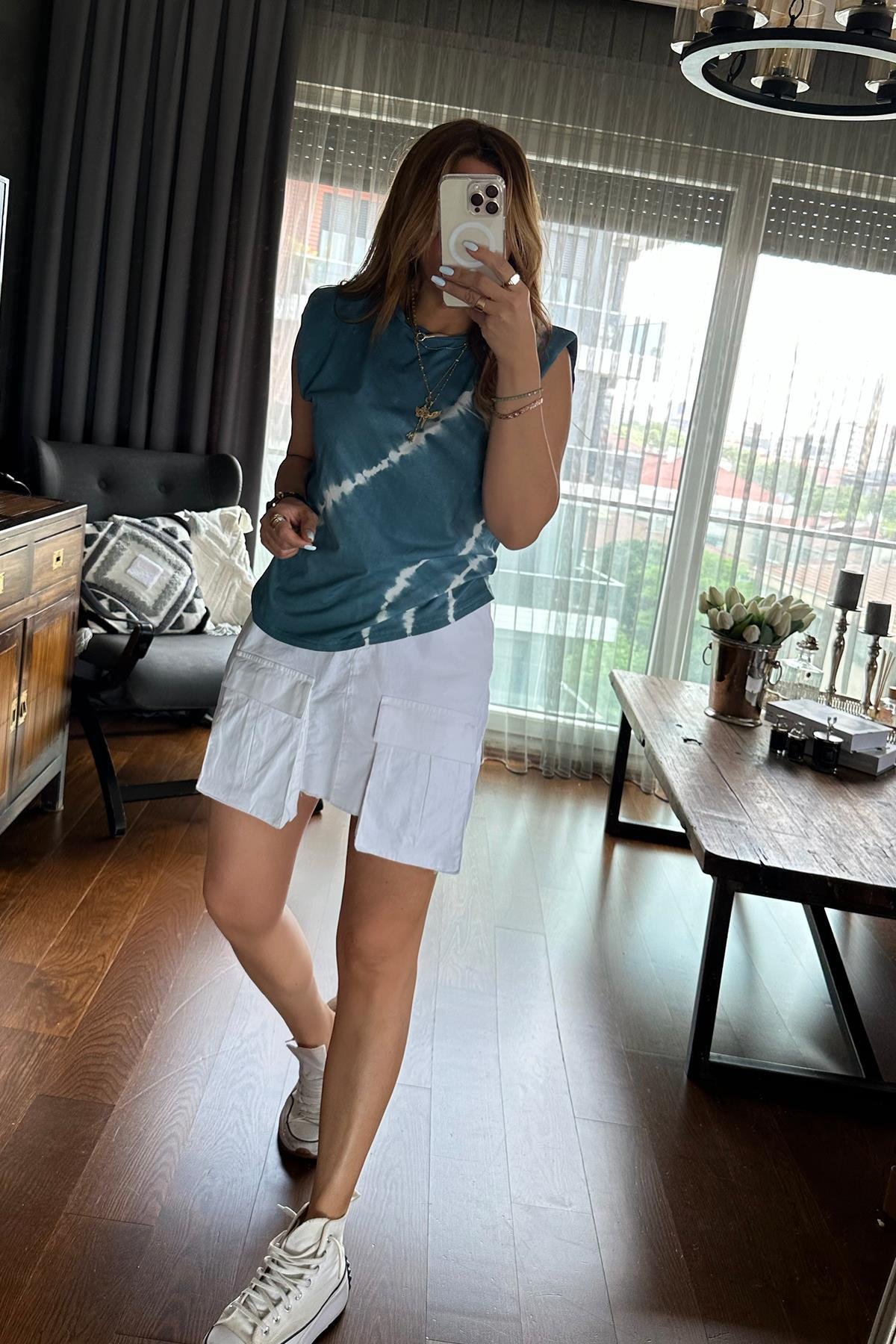 Batik Desen Vatkalı Tshirt Antrasit