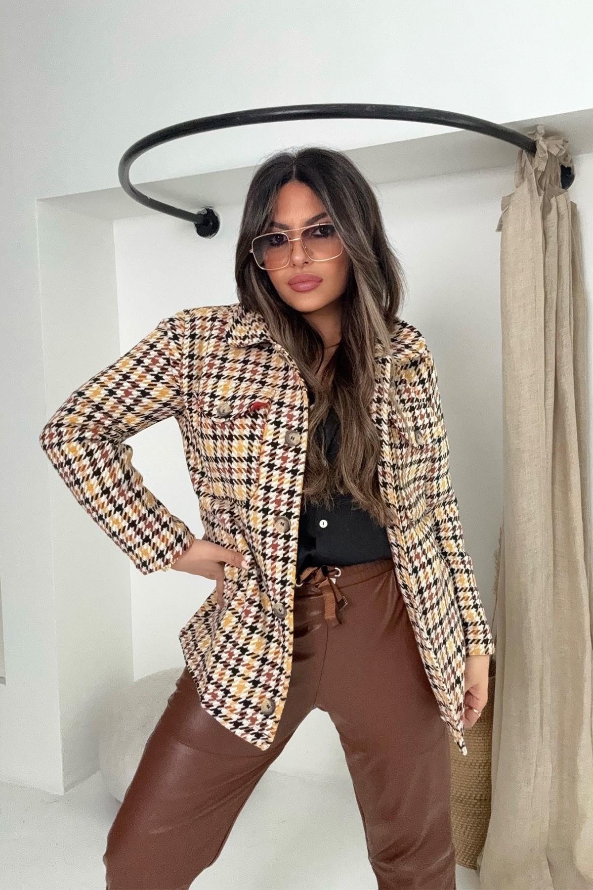 Beli Lastikli Jogger Deri Pantolon Kahve