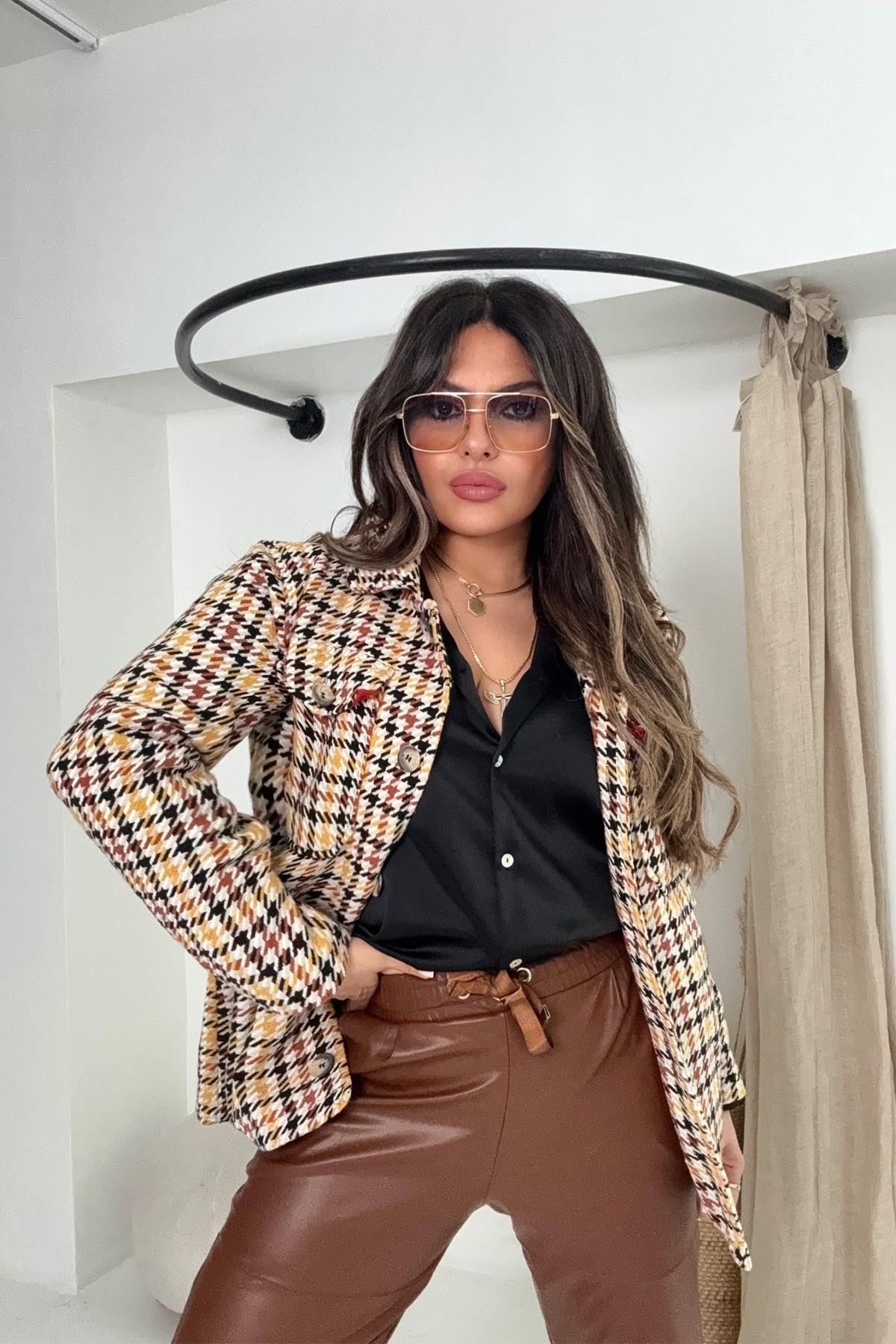Beli Lastikli Jogger Deri Pantolon Kahve