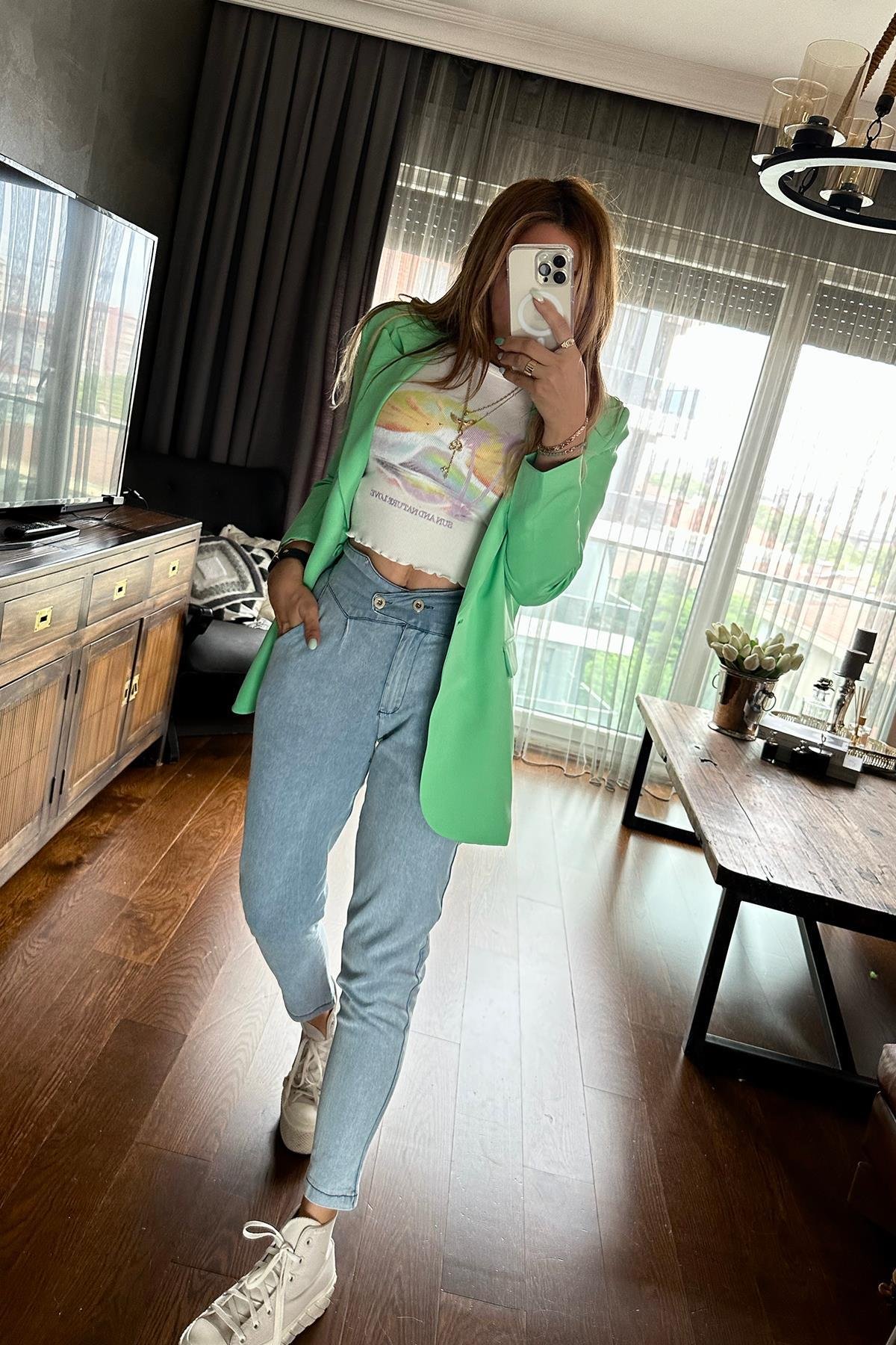 Blazer Ceket Elma Yeşili