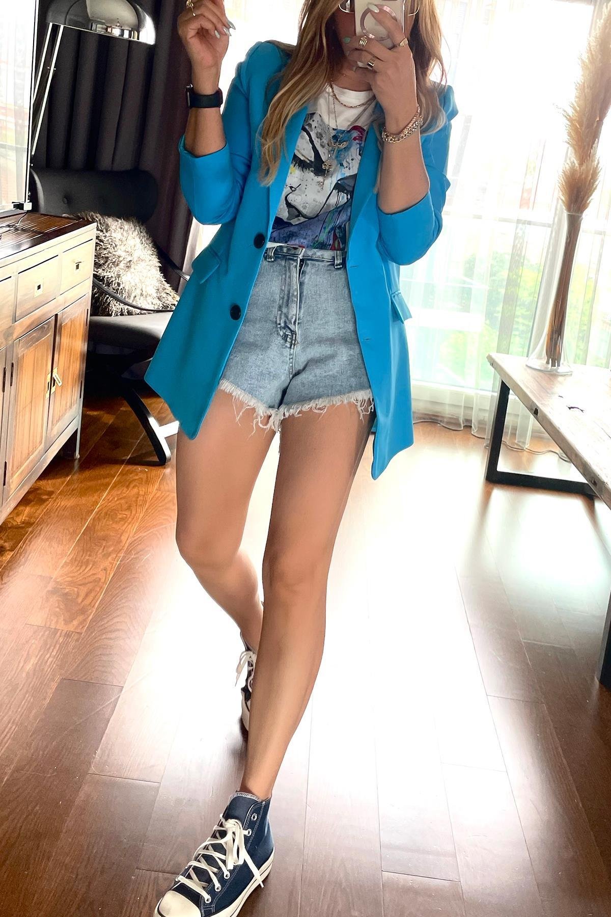 Blazer Ceket Turkuaz