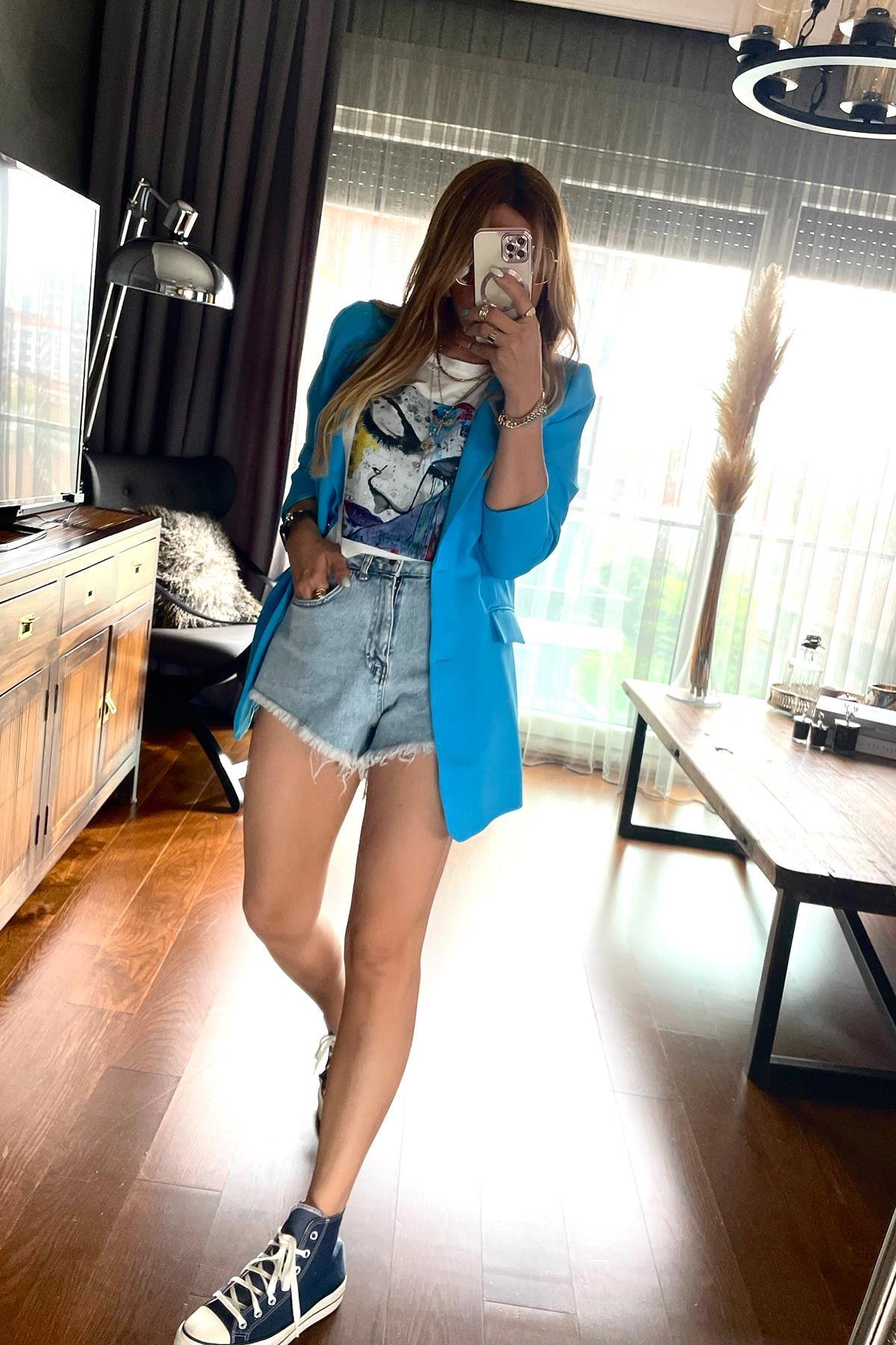Blazer Ceket Turkuaz