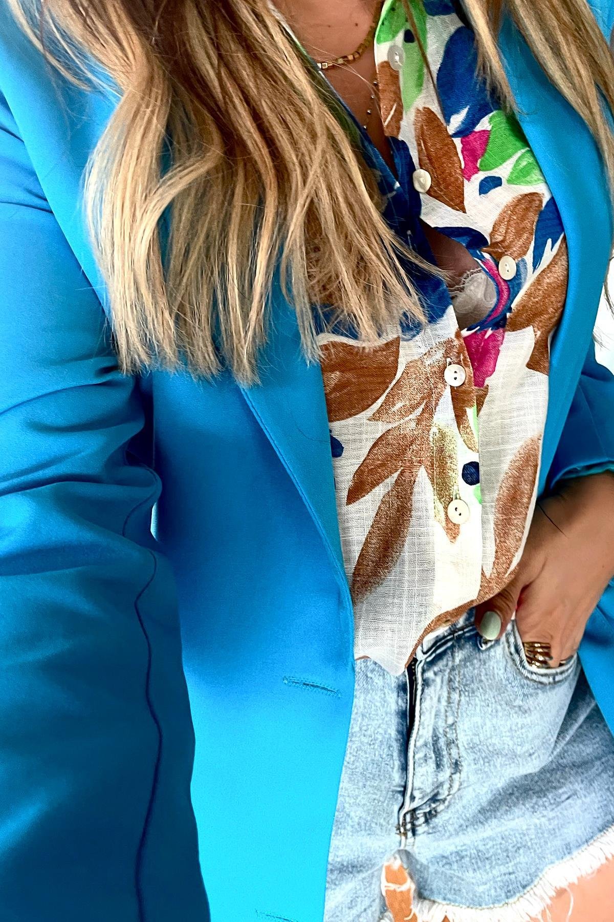 Blazer Ceket Turkuaz