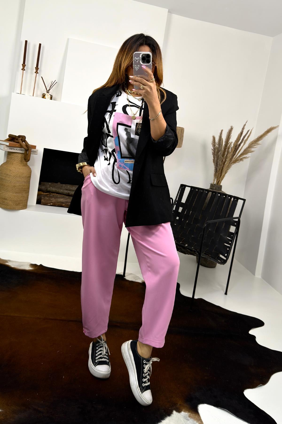 Boncuklu Reckless Tshirt Renkli