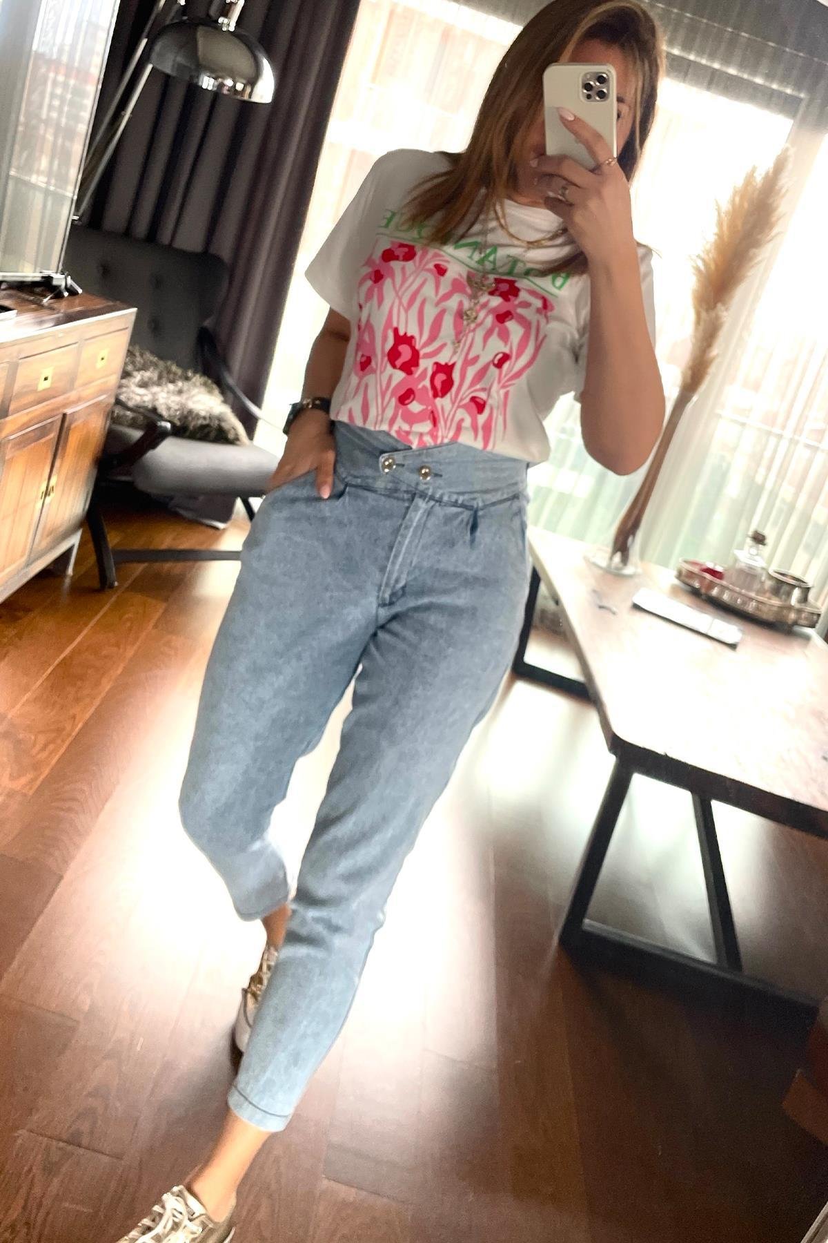Botanik Baskılı Tshirt Ekru