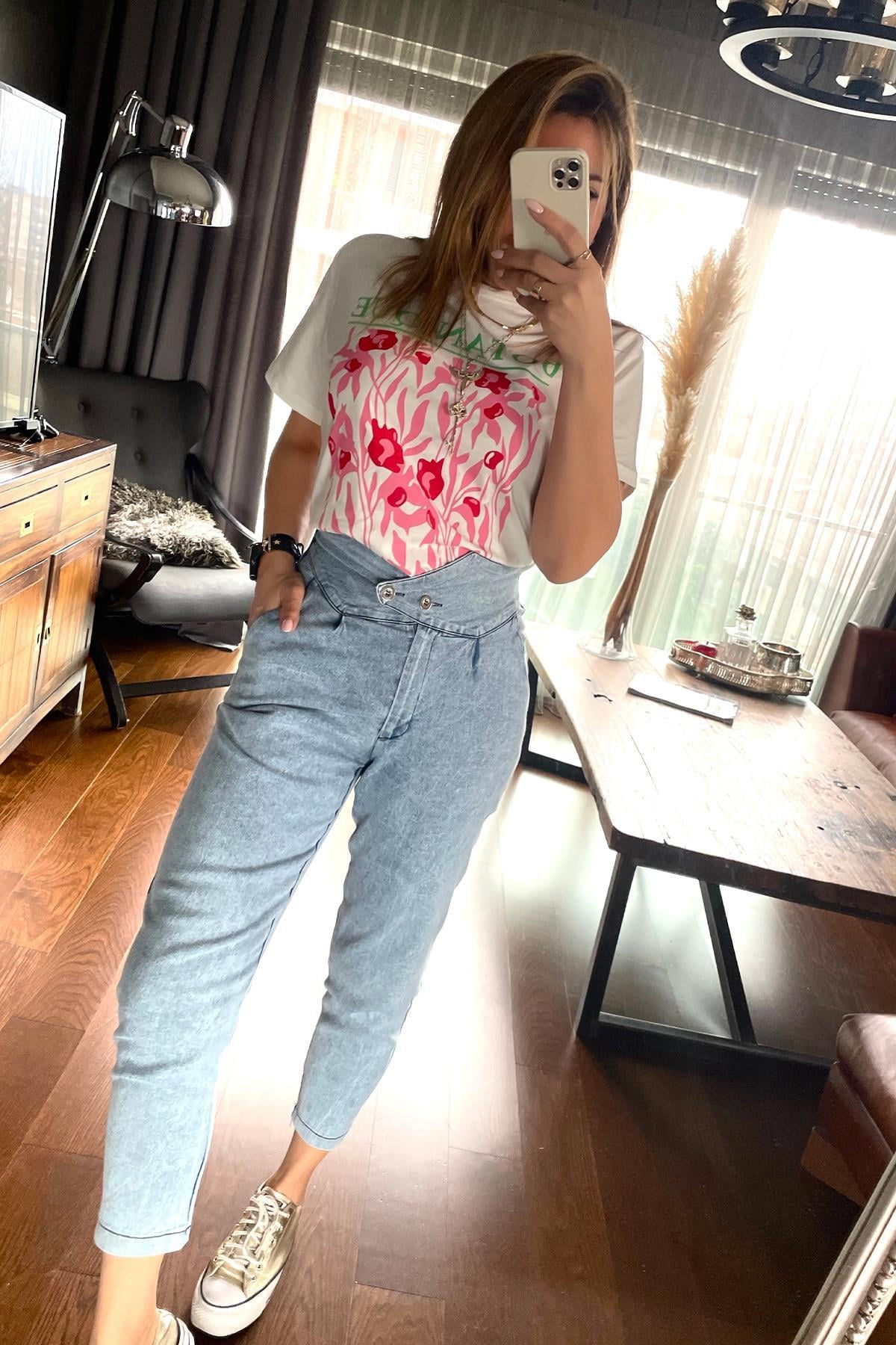 Botanik Baskılı Tshirt Ekru