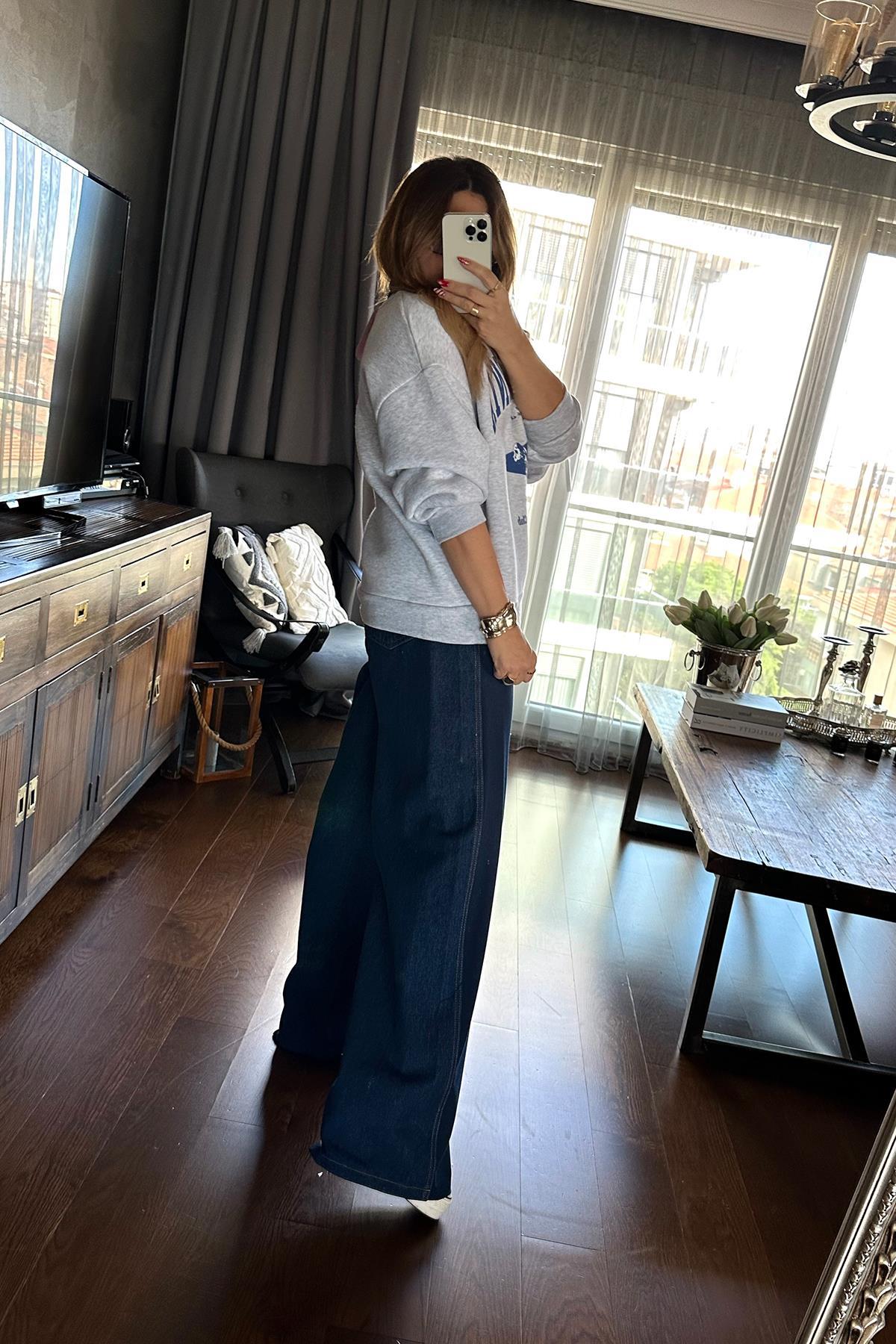 California Baskılı Sweat Gri