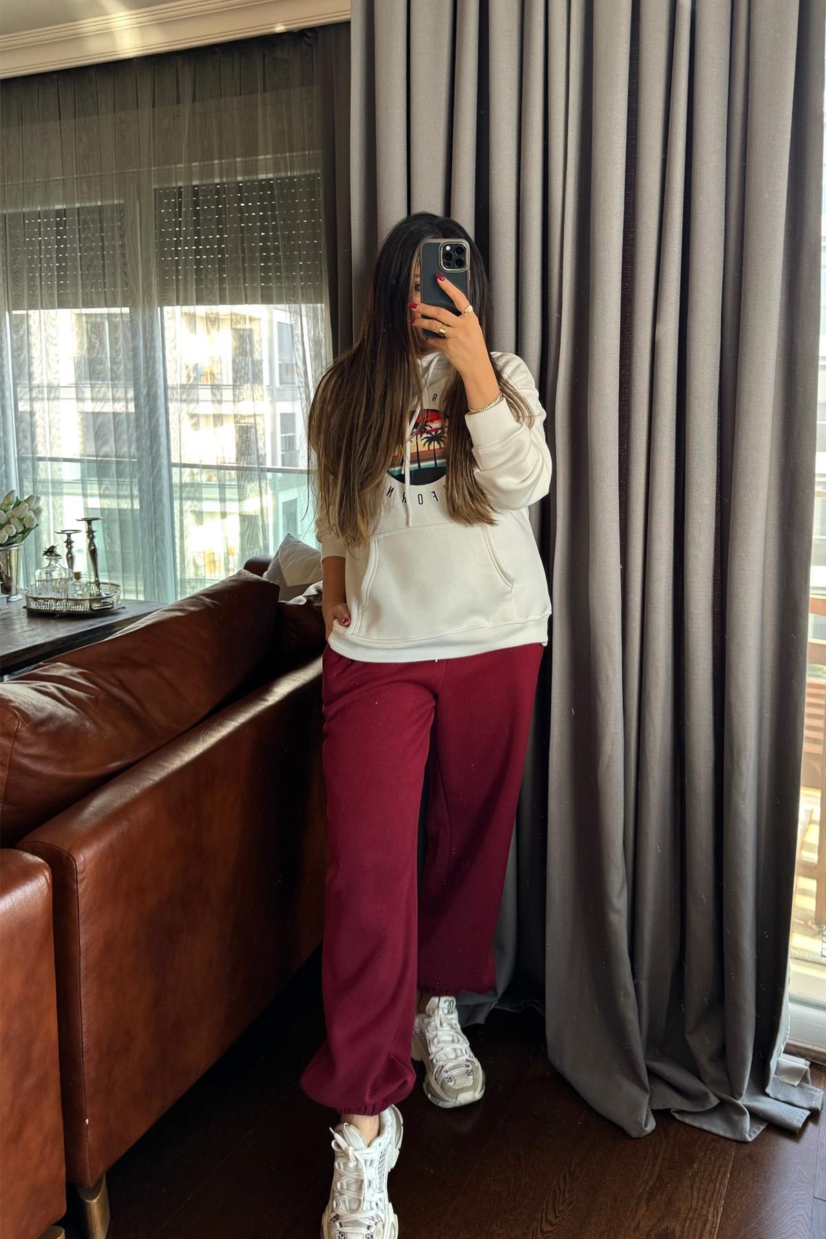California Kapüşonlu Sweatshirt Ekru