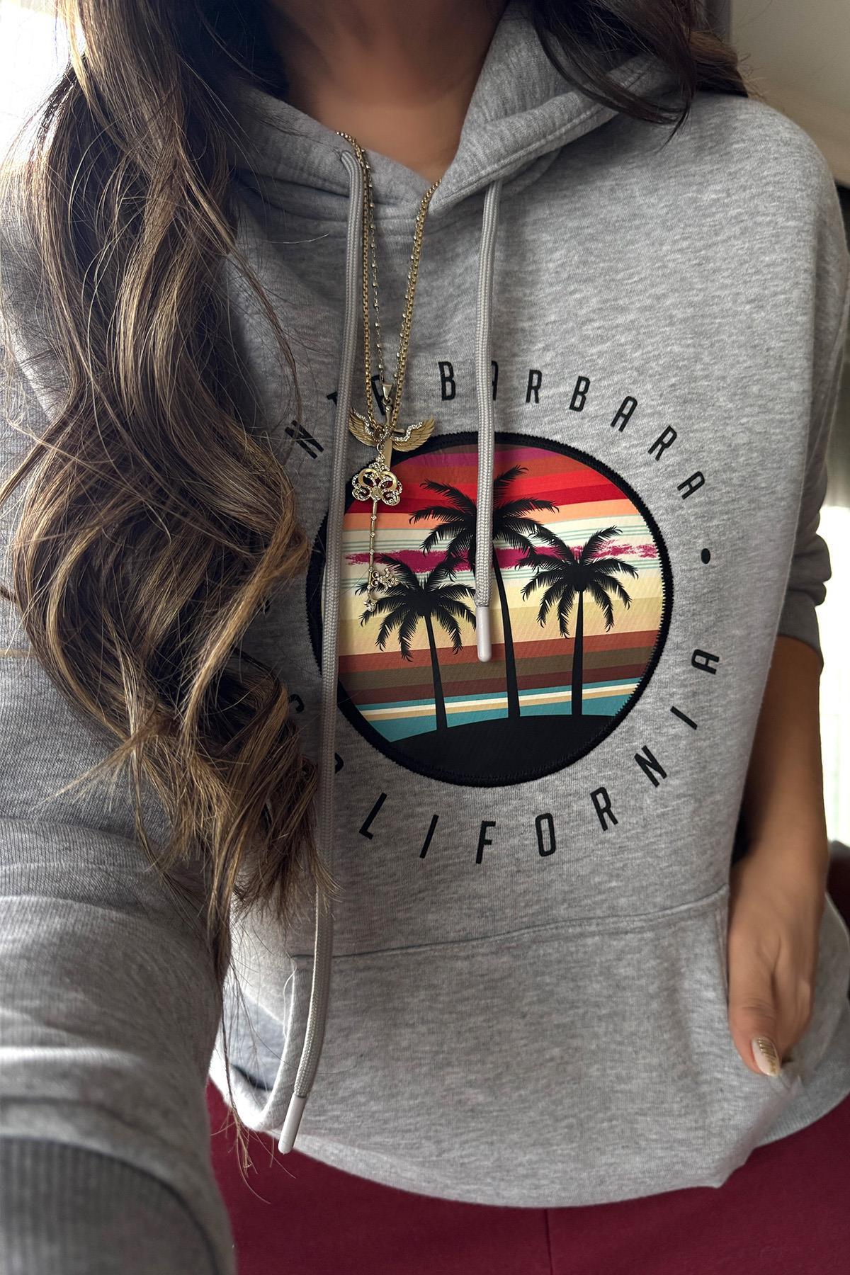 California Kapüşonlu Sweatshirt Gri