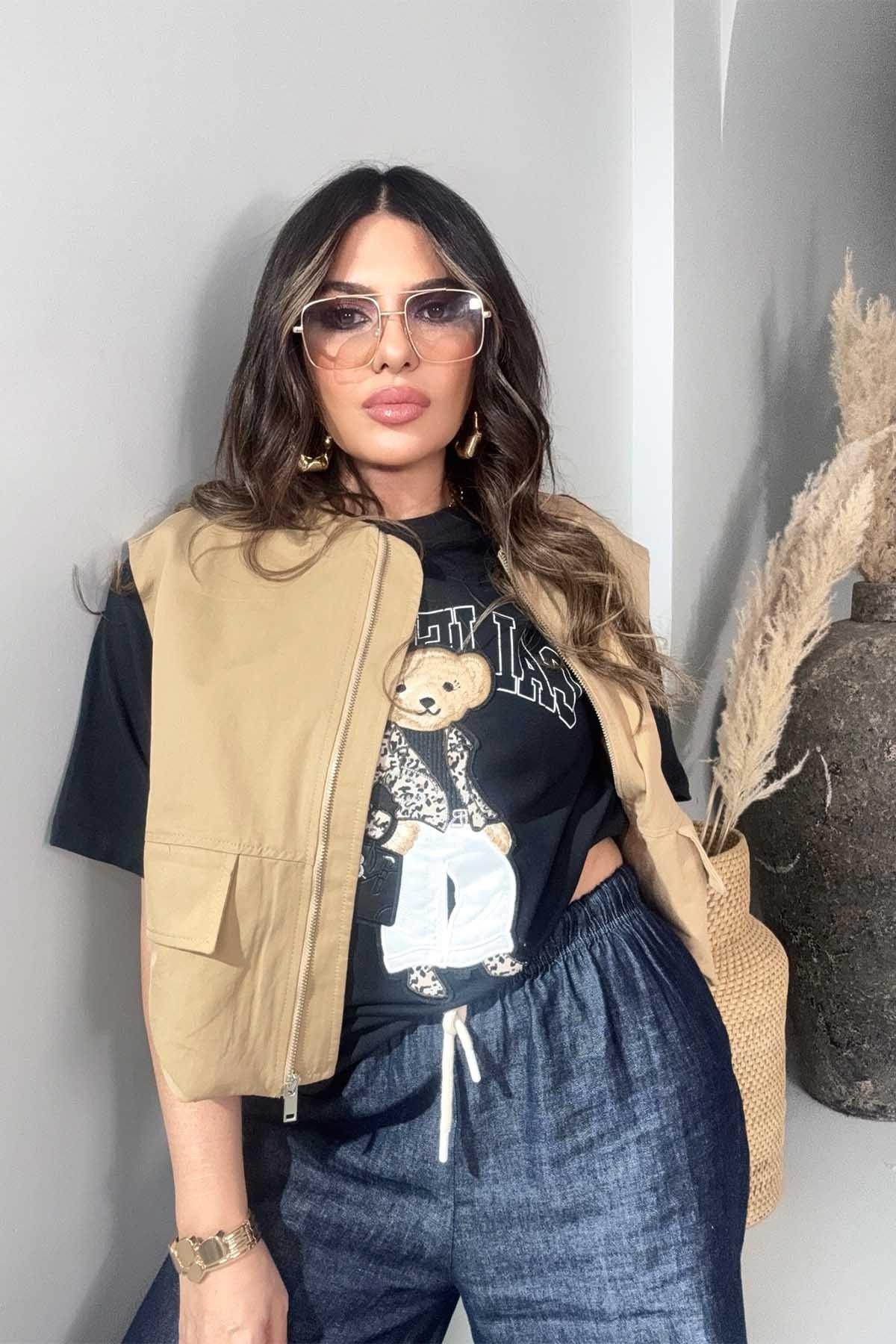California Teddy İşleme Tshirt Siyah