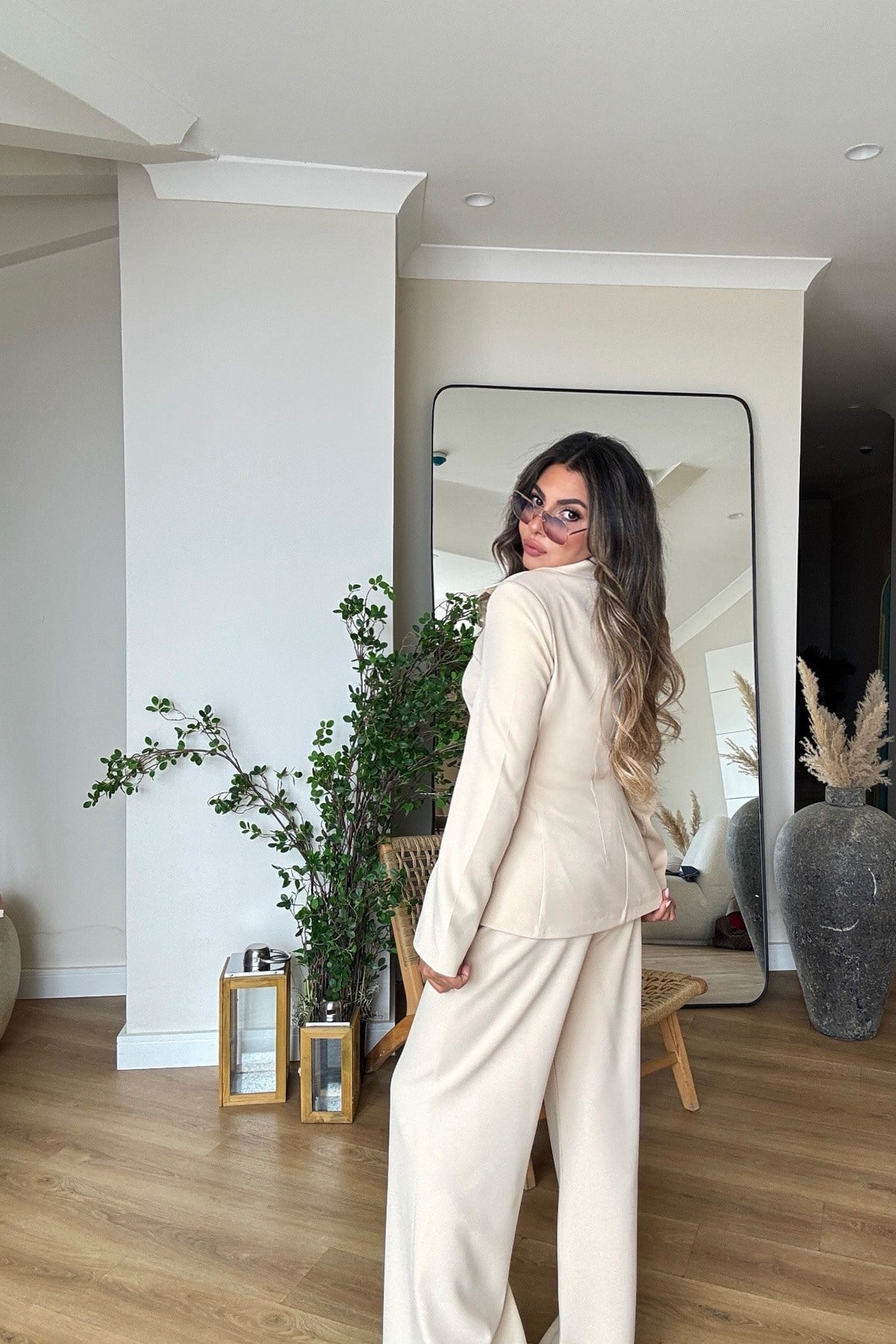 Çift Yön Fermuarlı Blazer Ceket Takım Taş