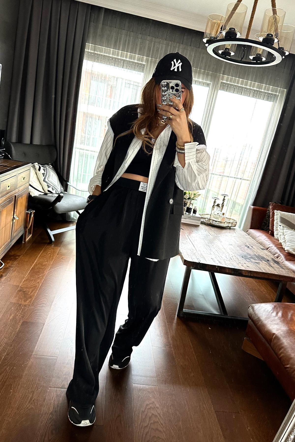 Çizgili Oversize Poplin Gömlek Ekru