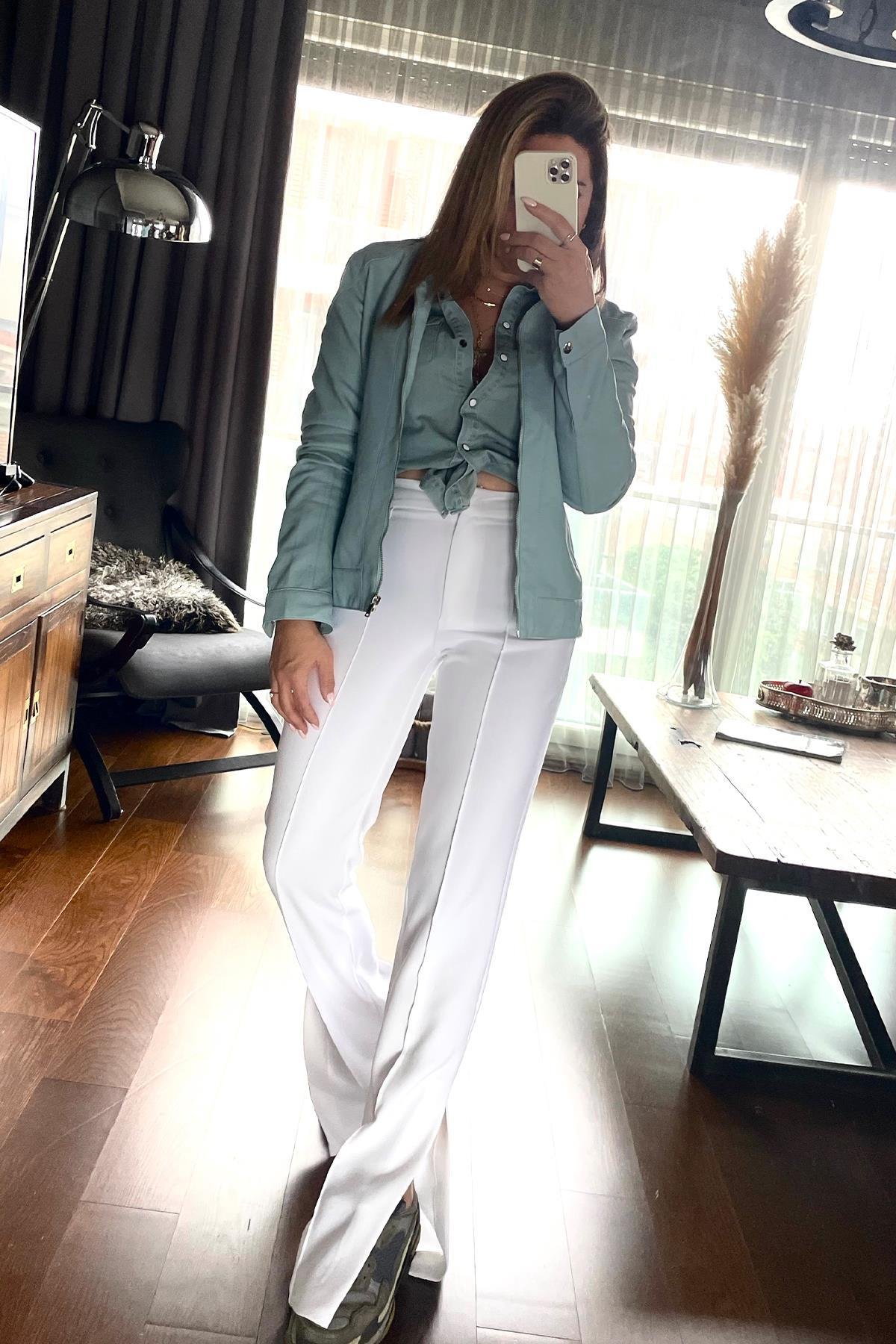 Denim Cepli Çıtçıt Düğmeli Gömlek Mavi
