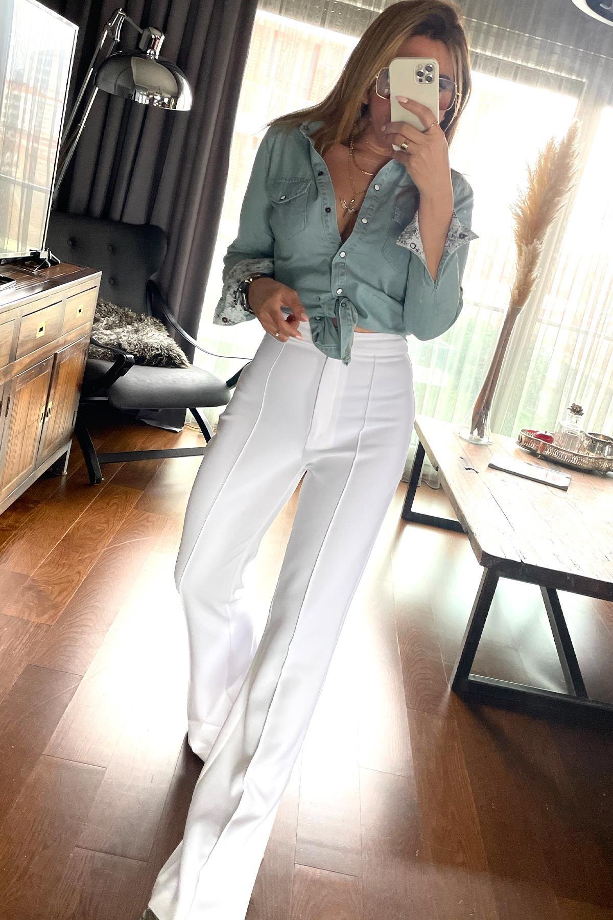 Denim Cepli Çıtçıt Düğmeli Gömlek Mavi