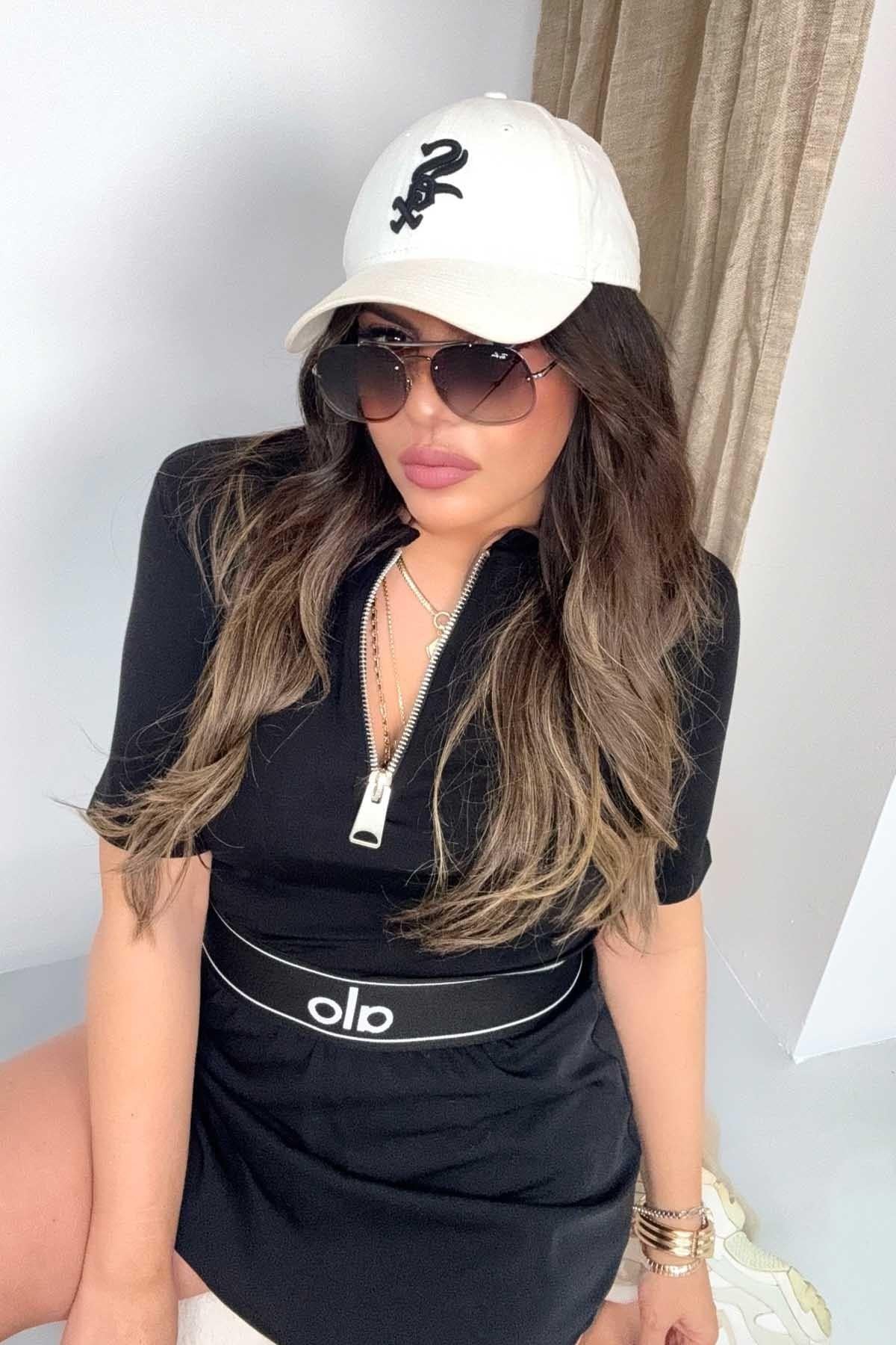 Fermuar Model Kumaş Tshirt Siyah