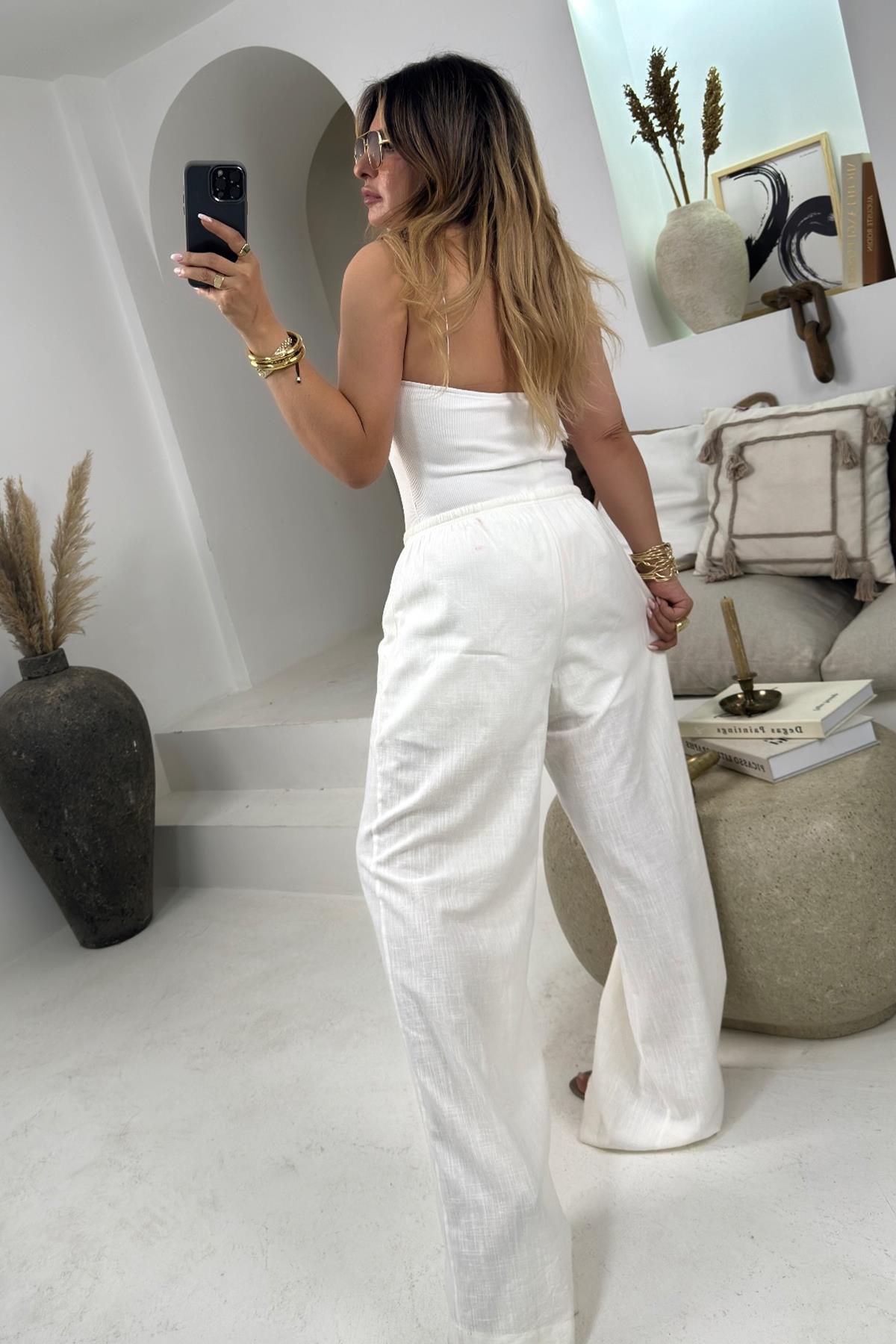 Fırfır Detay Kuplu Askılı Bodysuits Ekru