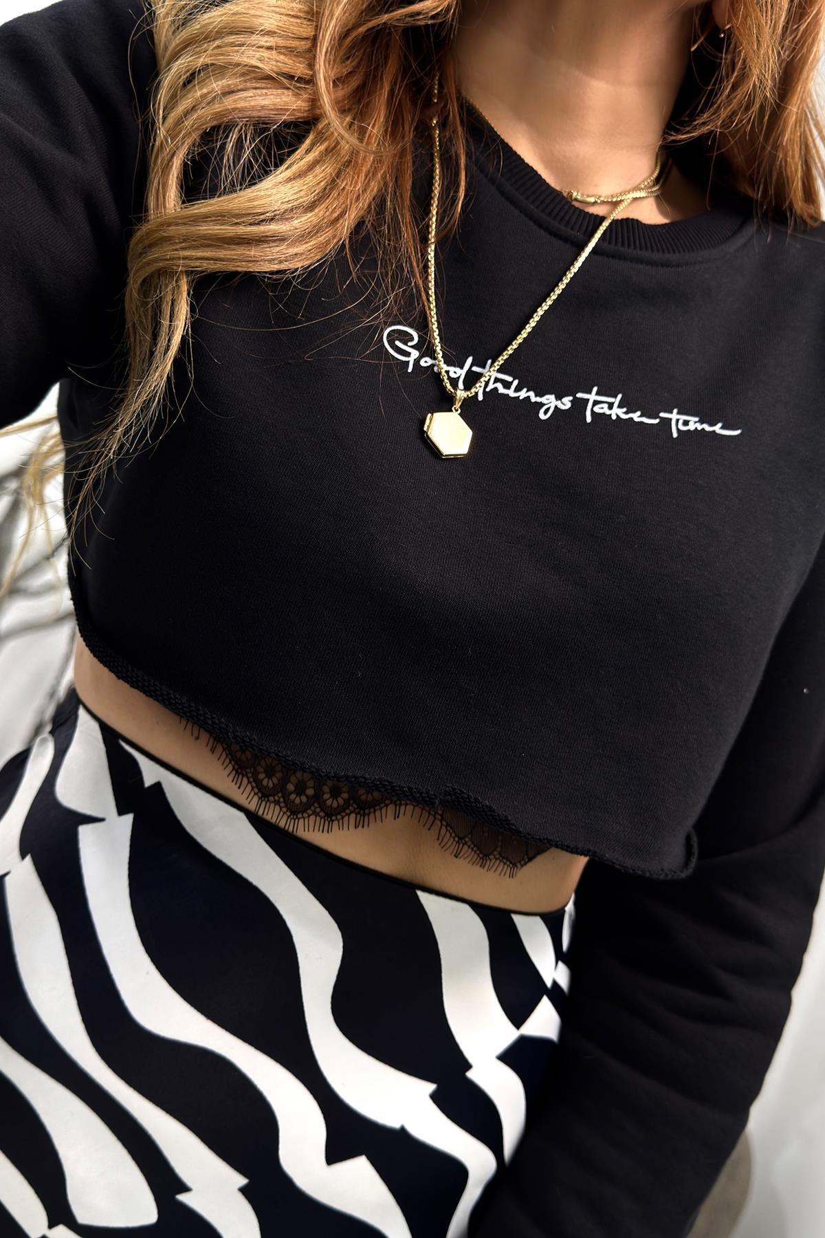 Good Things Crop Sweat Siyah