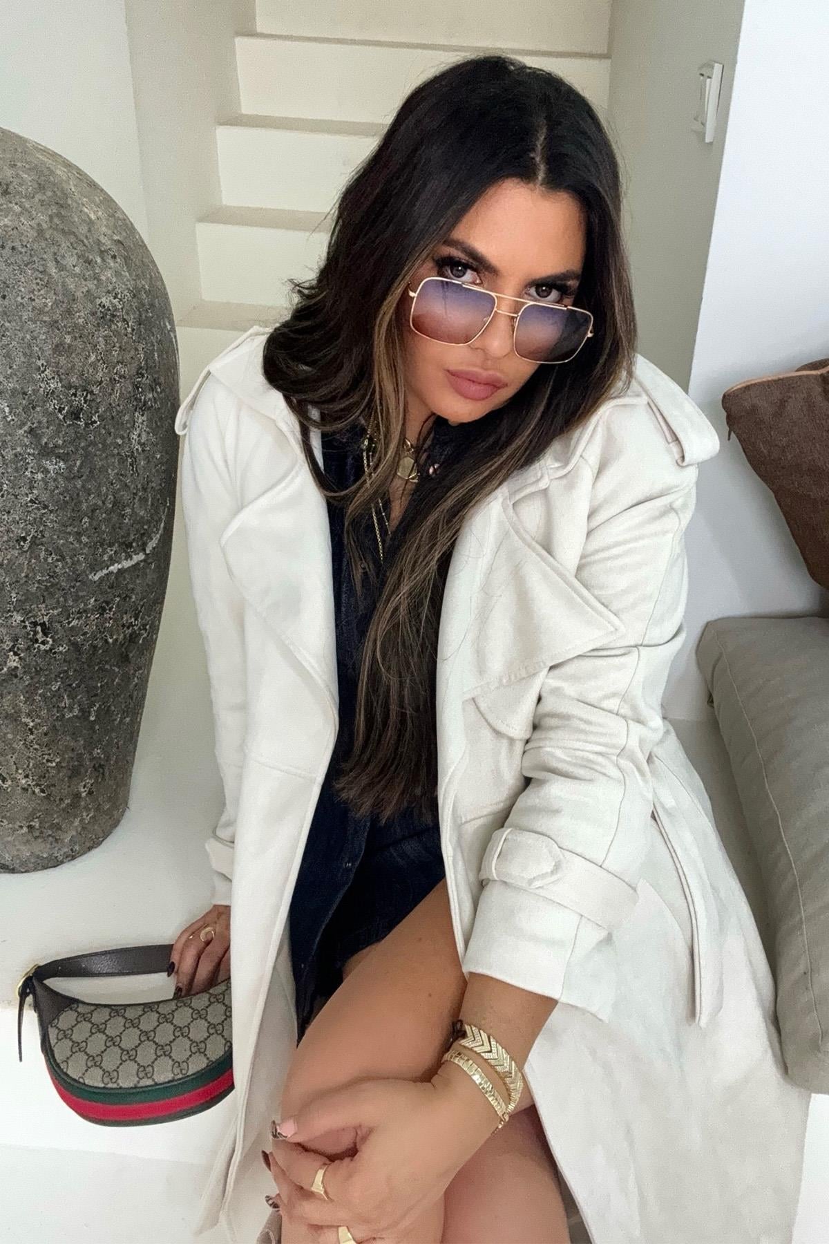 Güderi Trenchcoat Model Kaban Taş