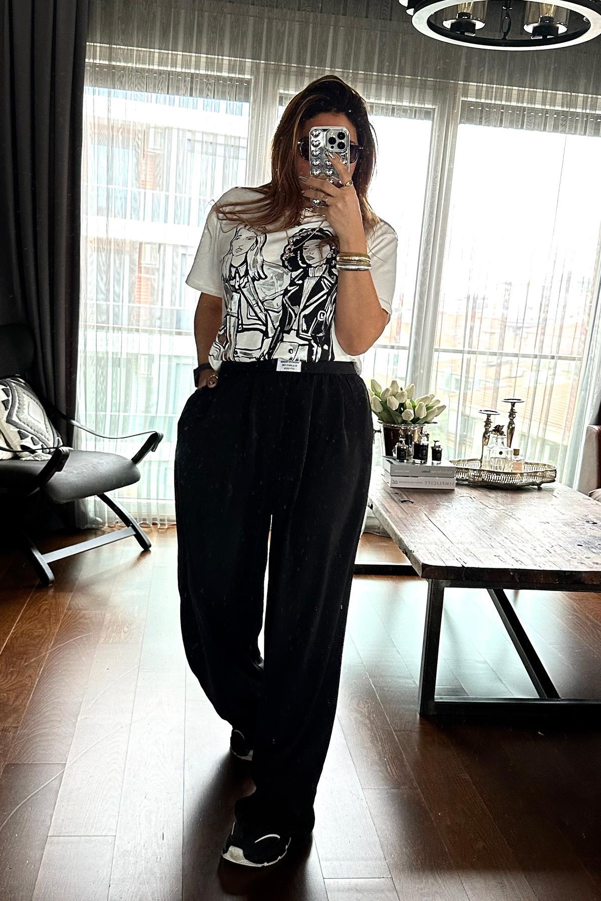 Gümüş Kız Baskılı Tshirt Ekru