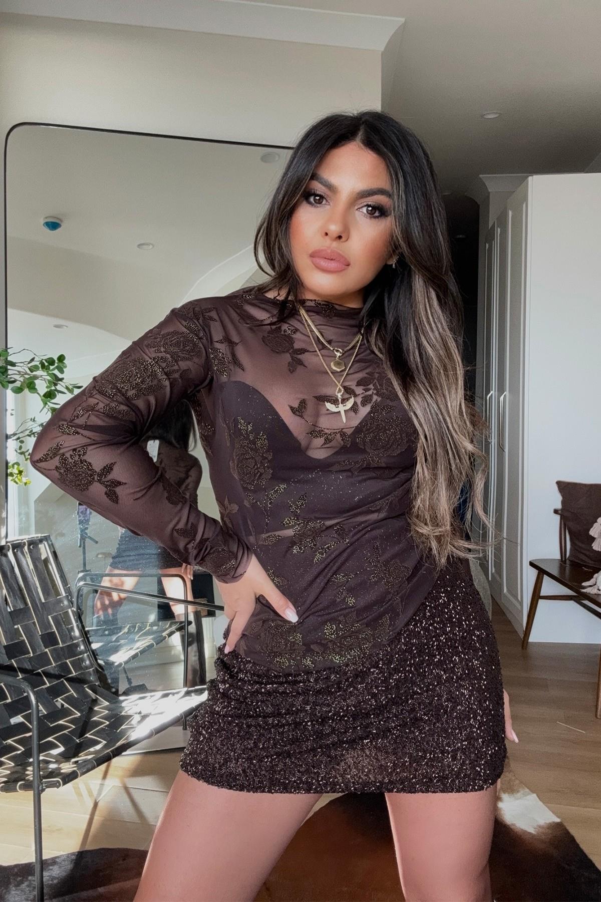 İki Düğmeli Kürk Blazer Ceket Acı Kahve