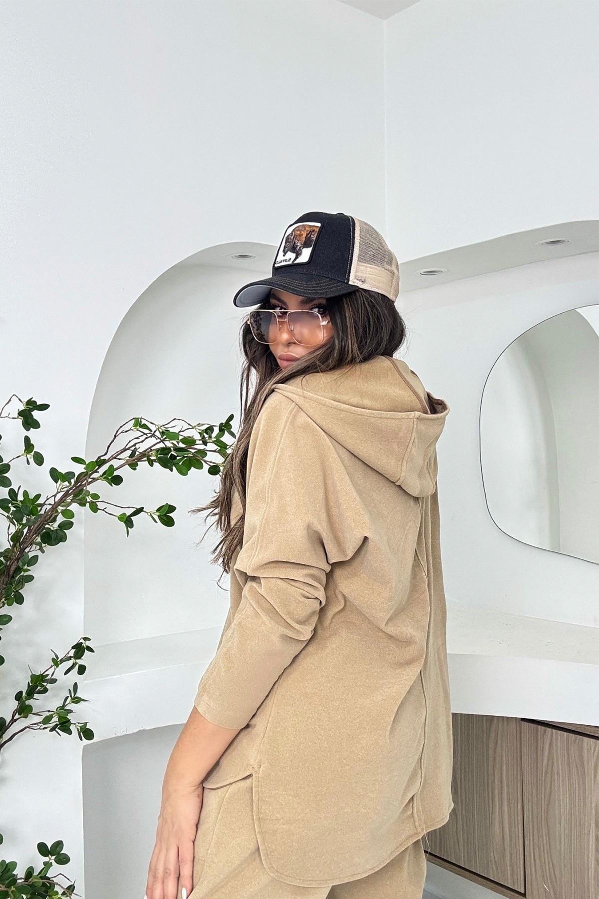 İnce Polar Sweatshirt Bej