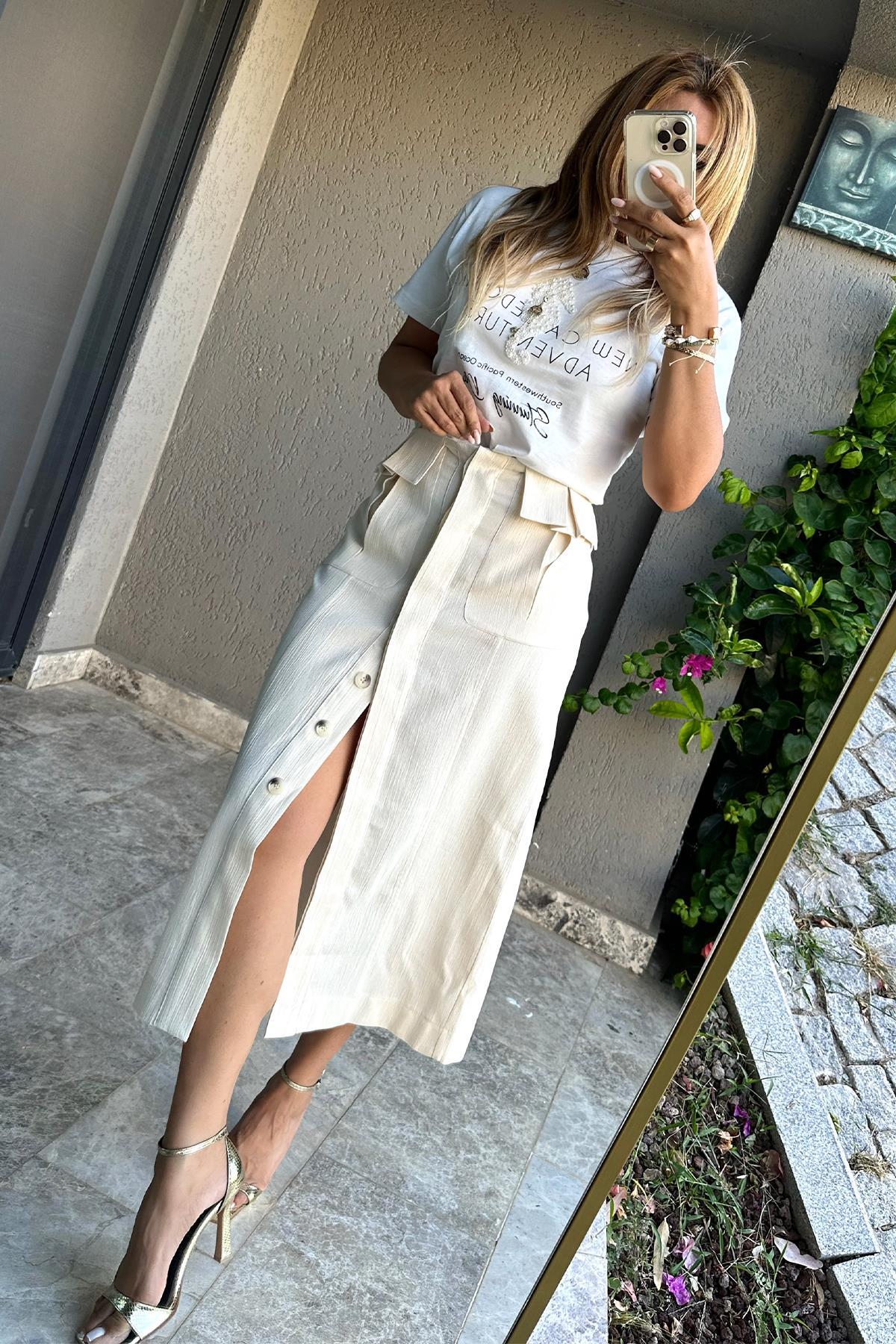 İncili Denizatı Tshirt Ekru