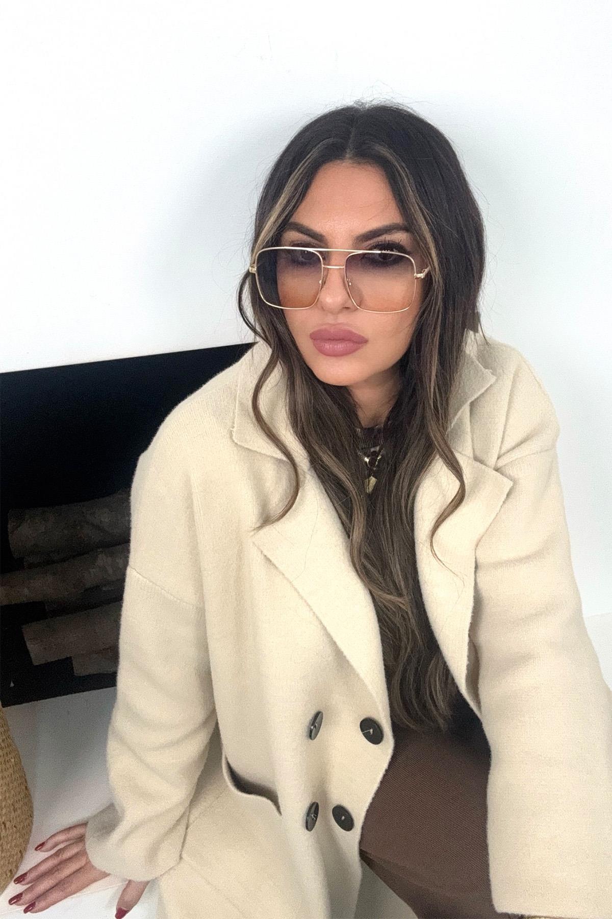 Kaban Model Sakallı Triko Hırka Taş
