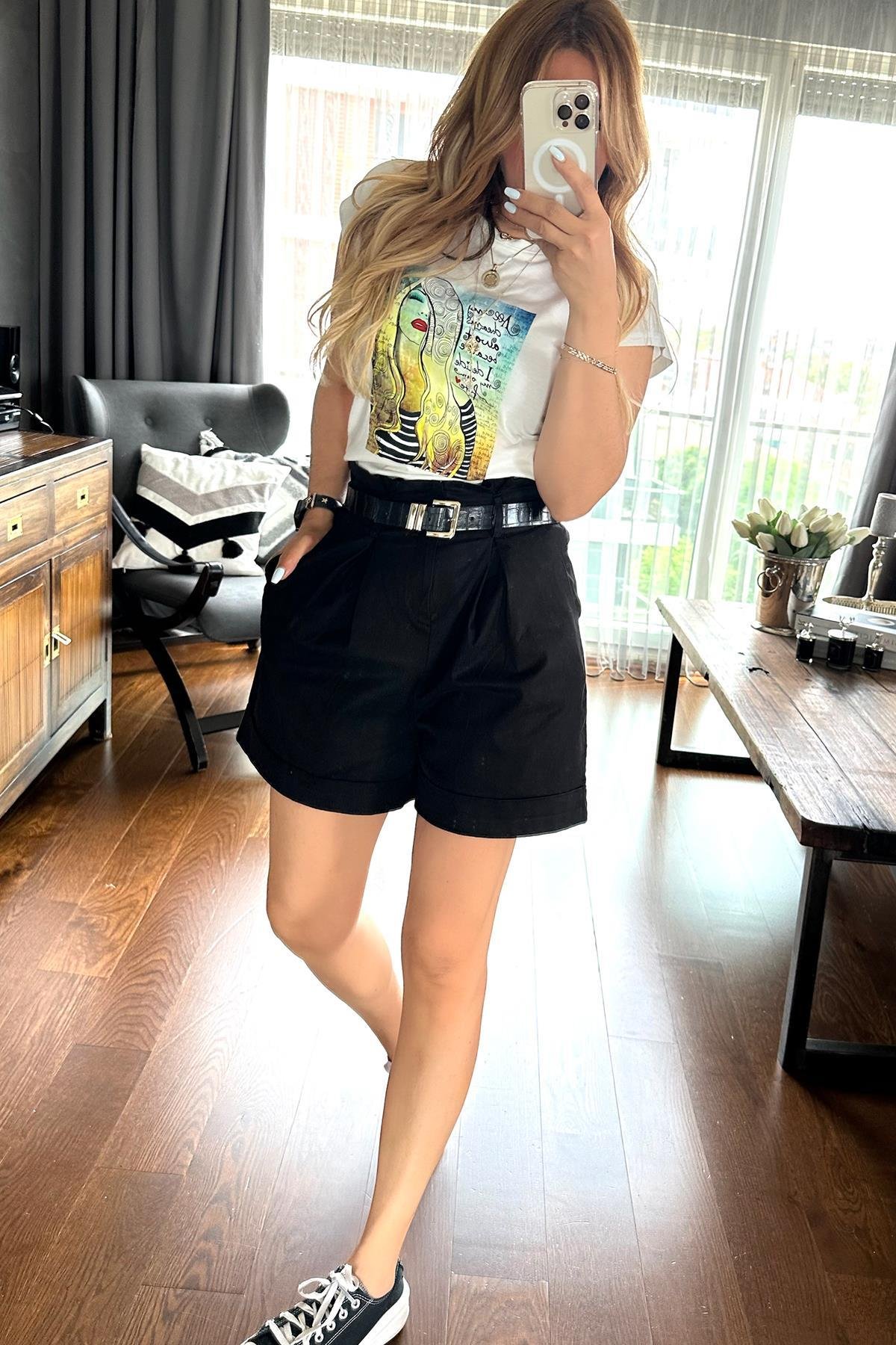 Kadın Baskılı Dream Tshirt Ekru