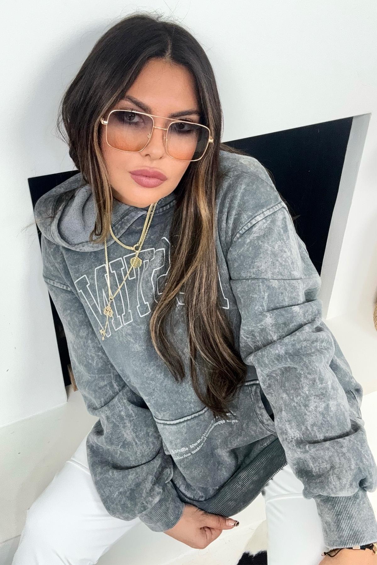 Kapüşonlu Austin Sweatshirt Gri