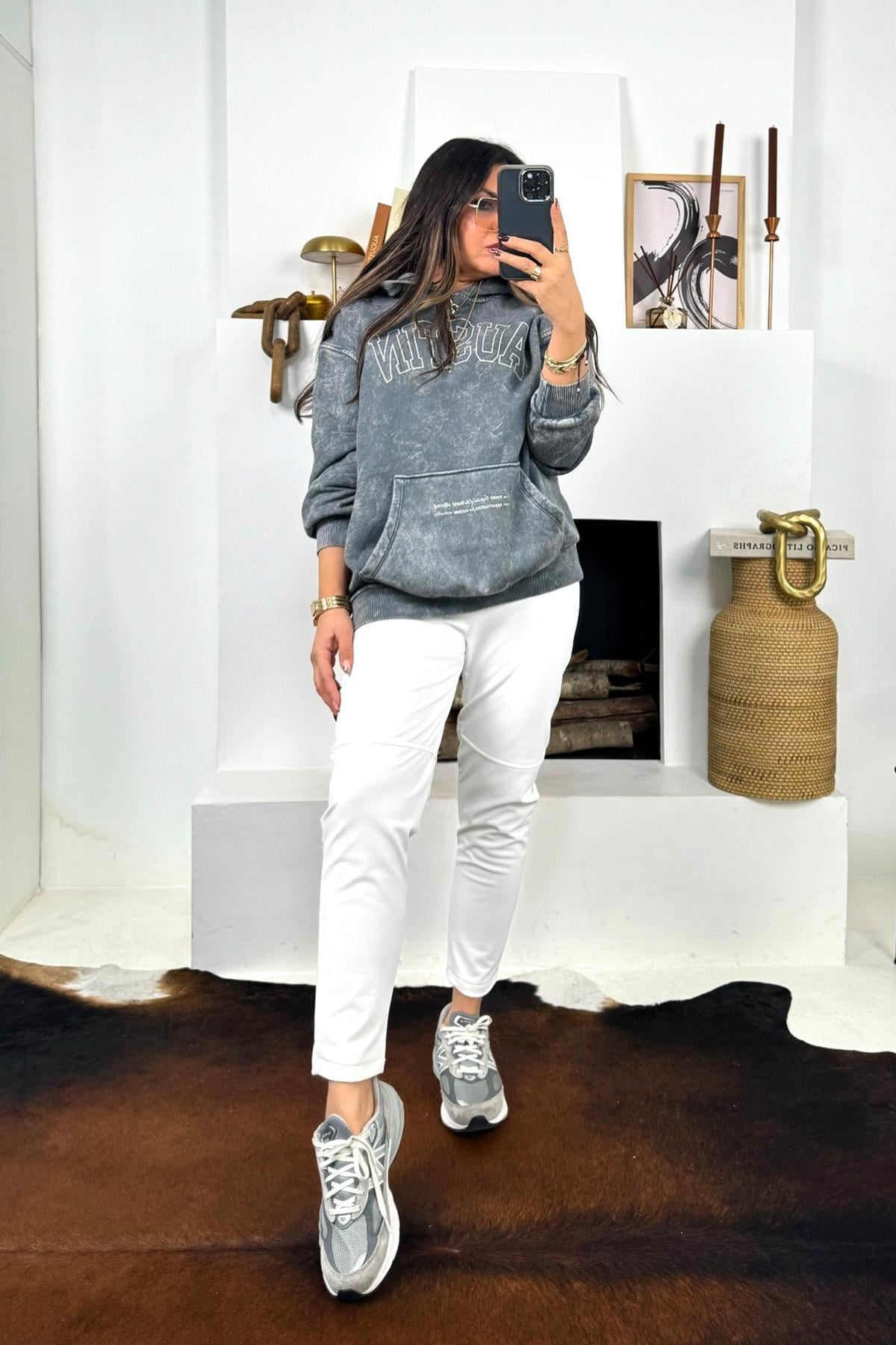 Kapüşonlu Austin Sweatshirt Gri